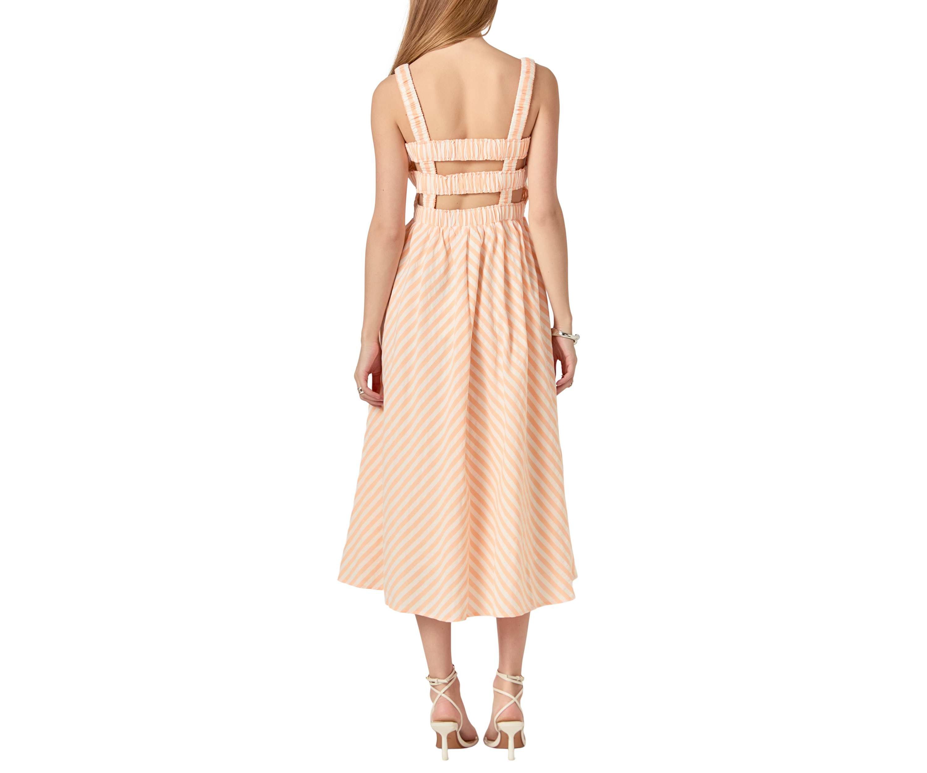 Striped Smocked Midi Dress