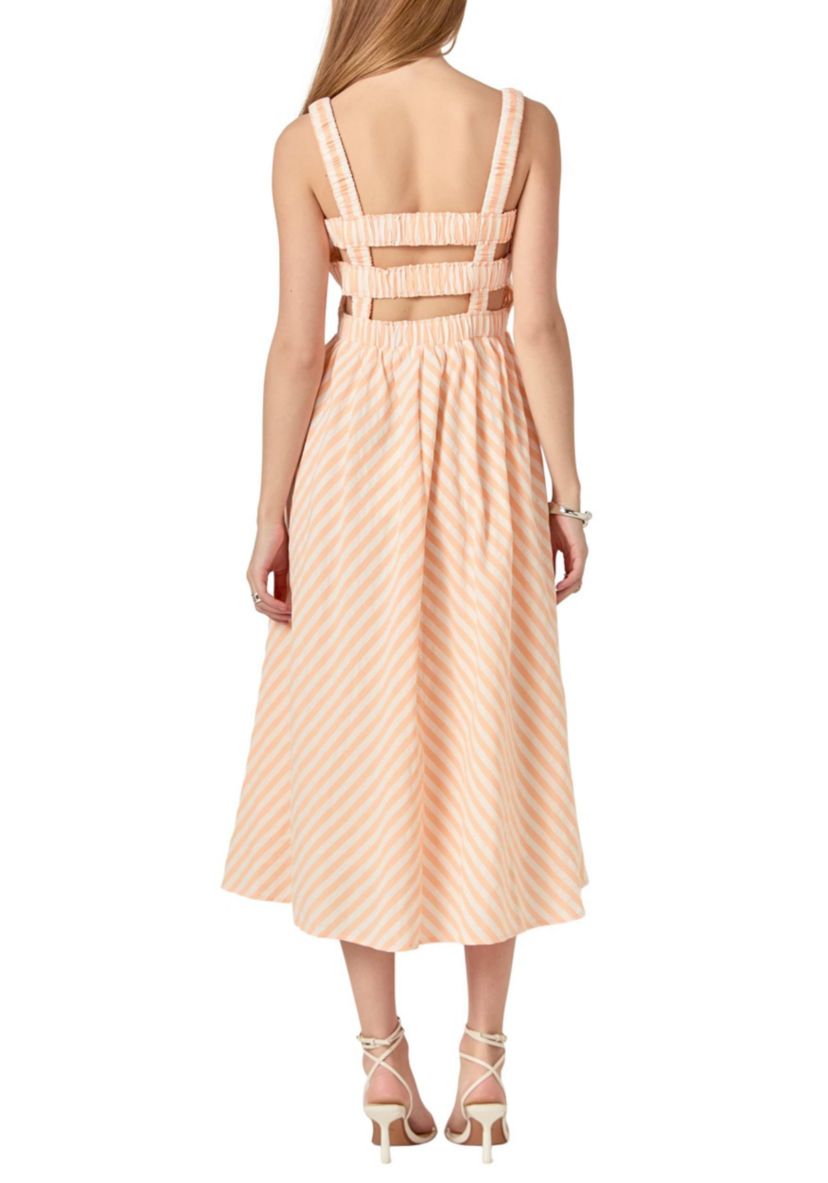 Striped Smocked Midi Dress