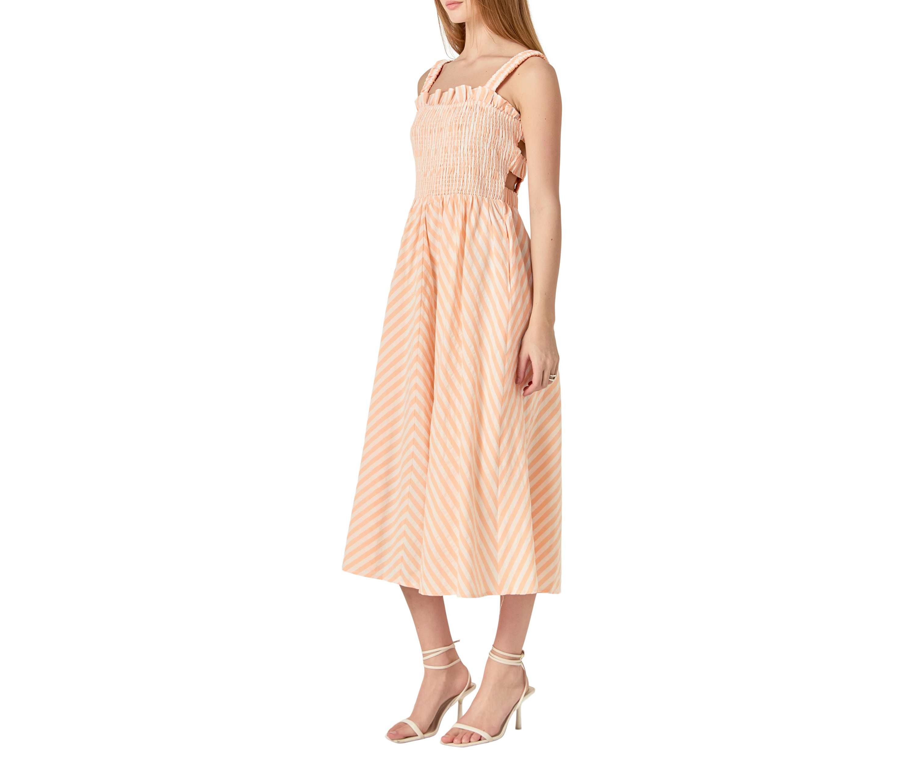 Striped Smocked Midi Dress