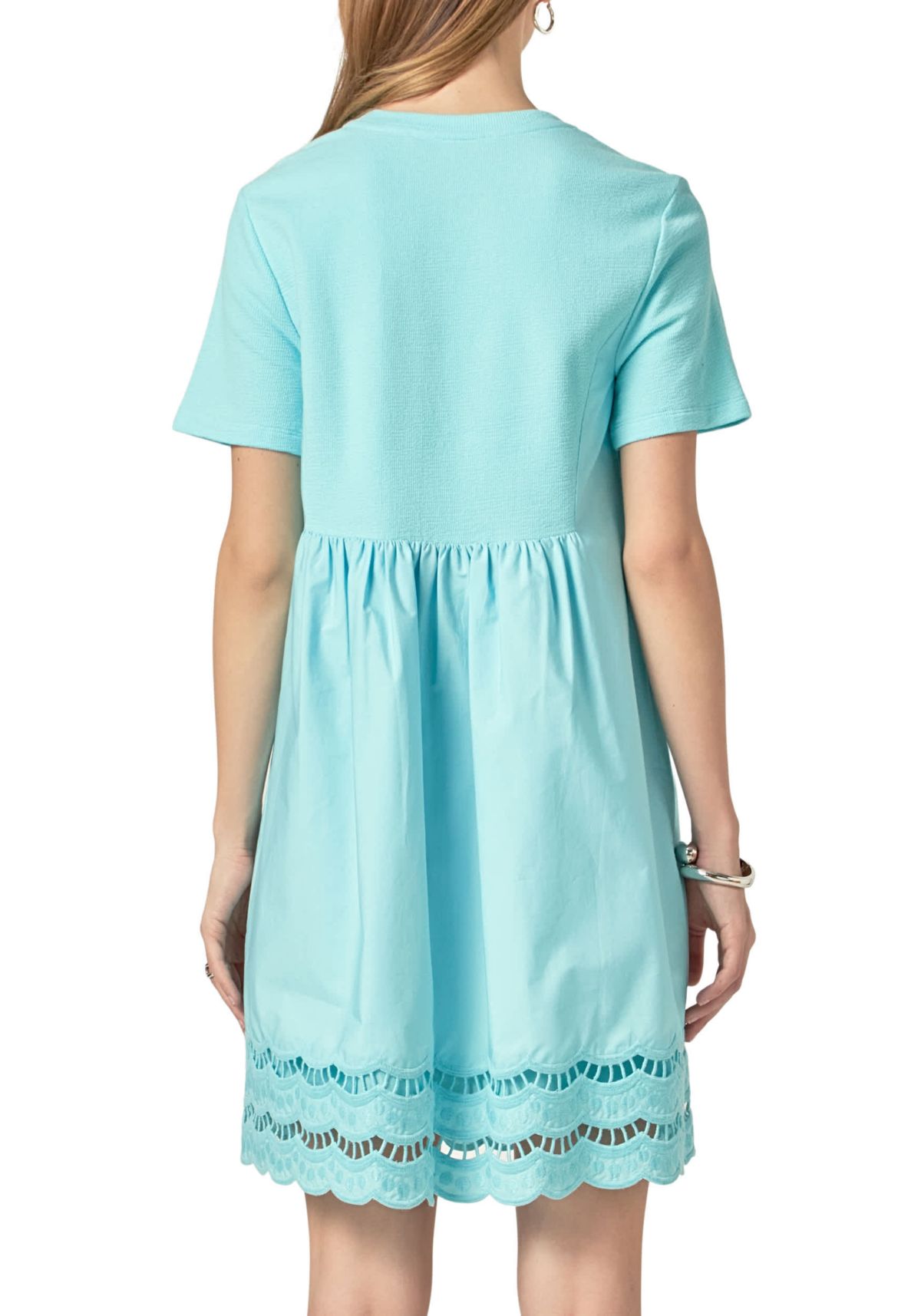 Mix Media Scallop Lace Mini Dress