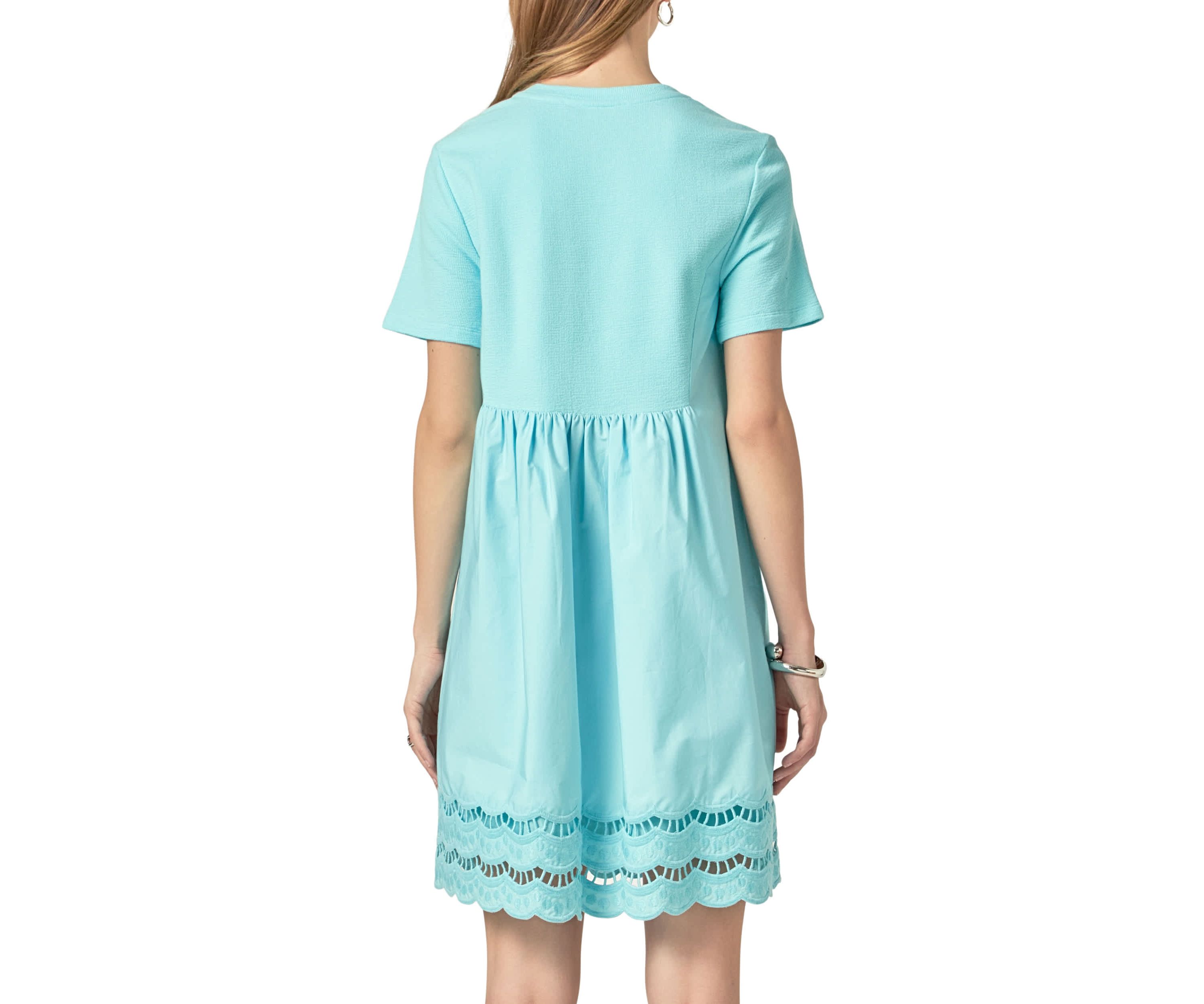 Mix Media Scallop Lace Mini Dress