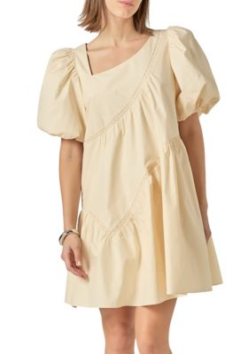 ENGLISH FACTORY Women's Asymmetric Poplin Tiered Dress, XS