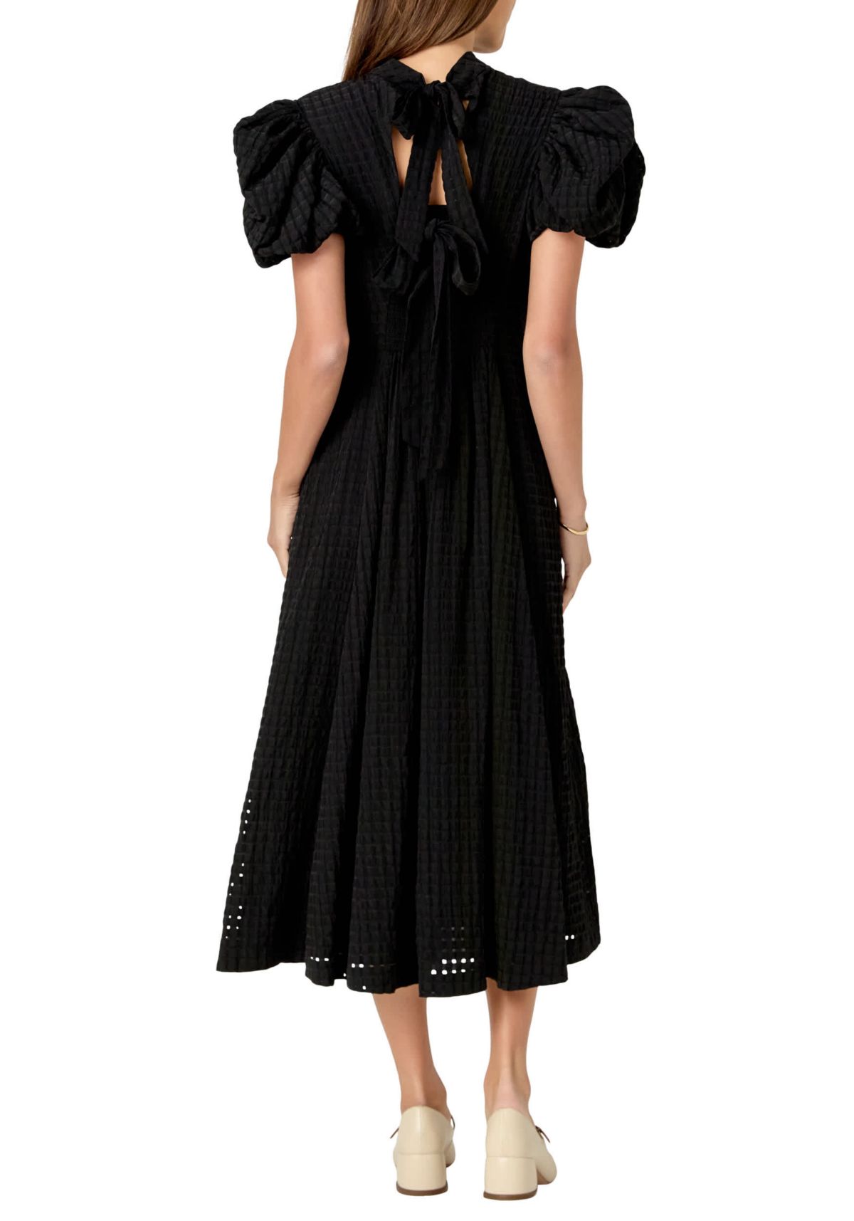 PUFF SLEEVES MIDI DRESS