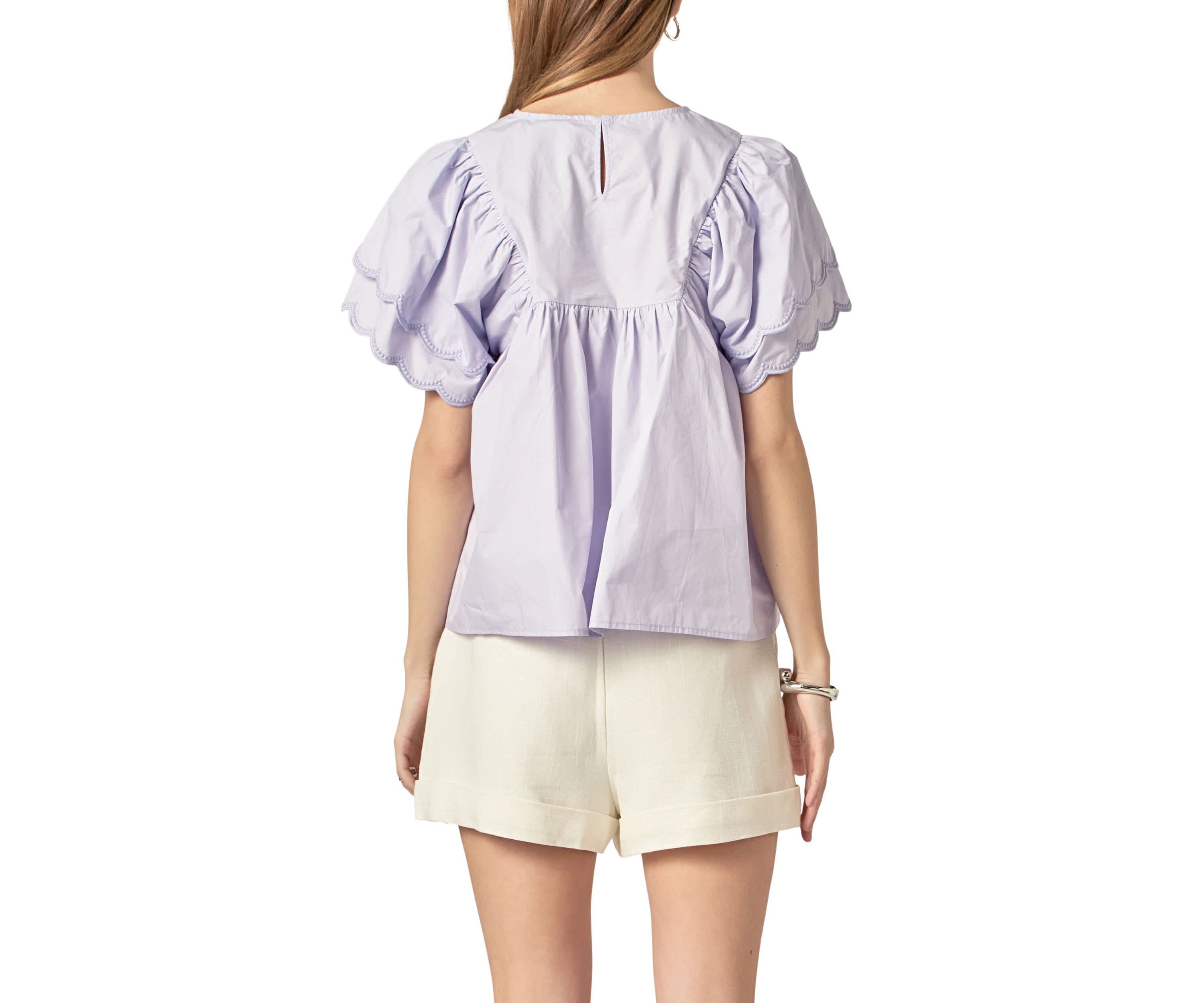Scallop Hem Sleeve Top