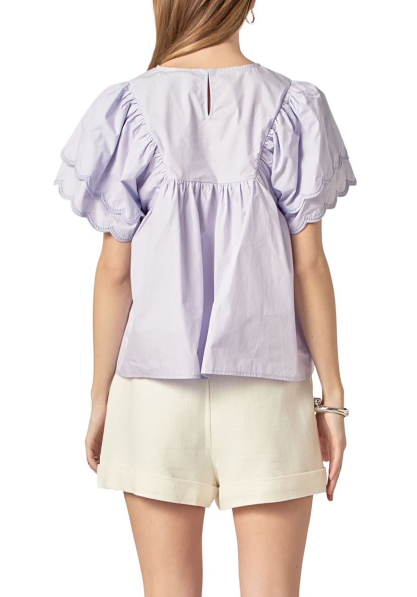Scallop Hem Sleeve Top