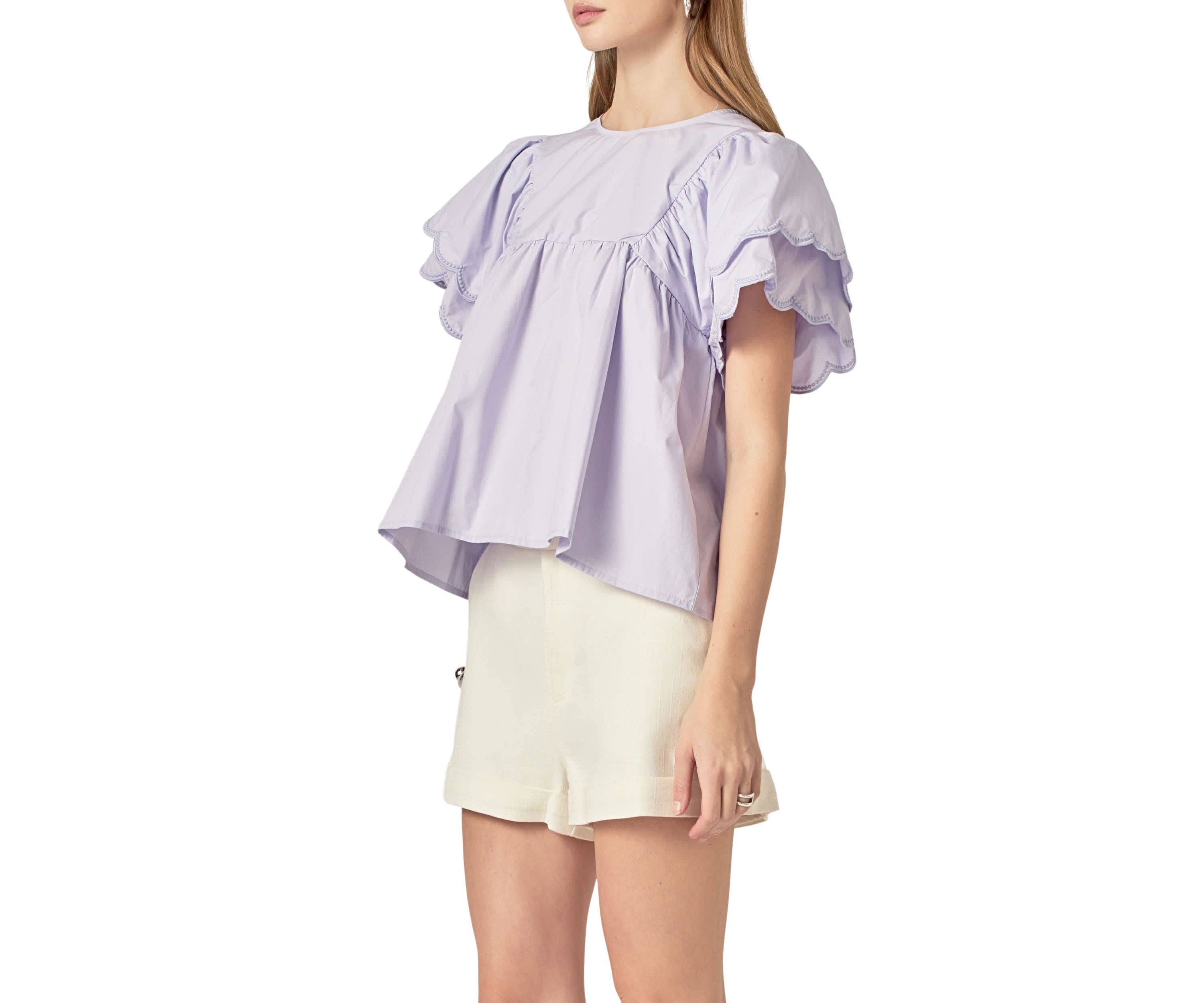 Scallop Hem Sleeve Top