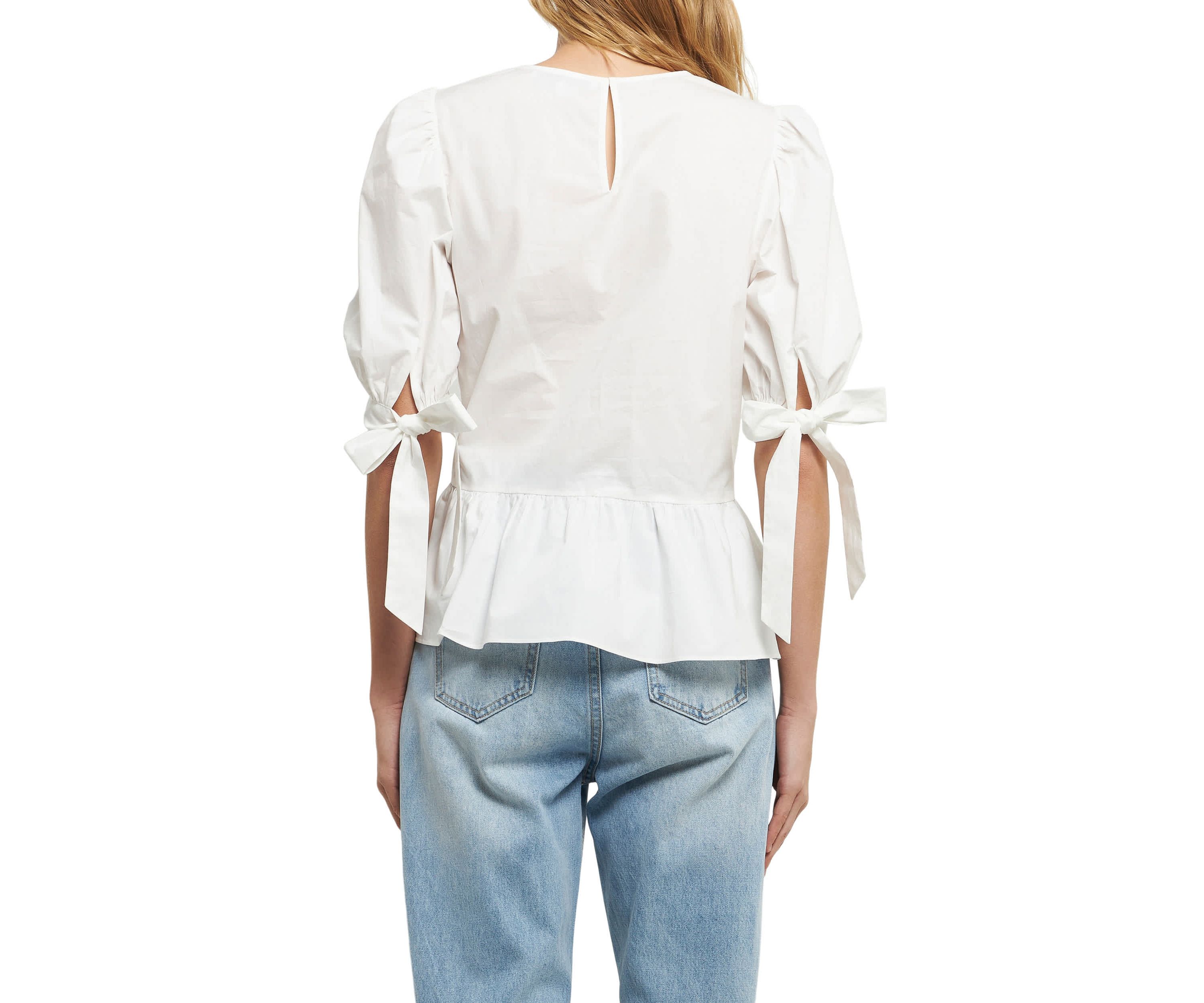 Bow Tie Peplum Poplin Top