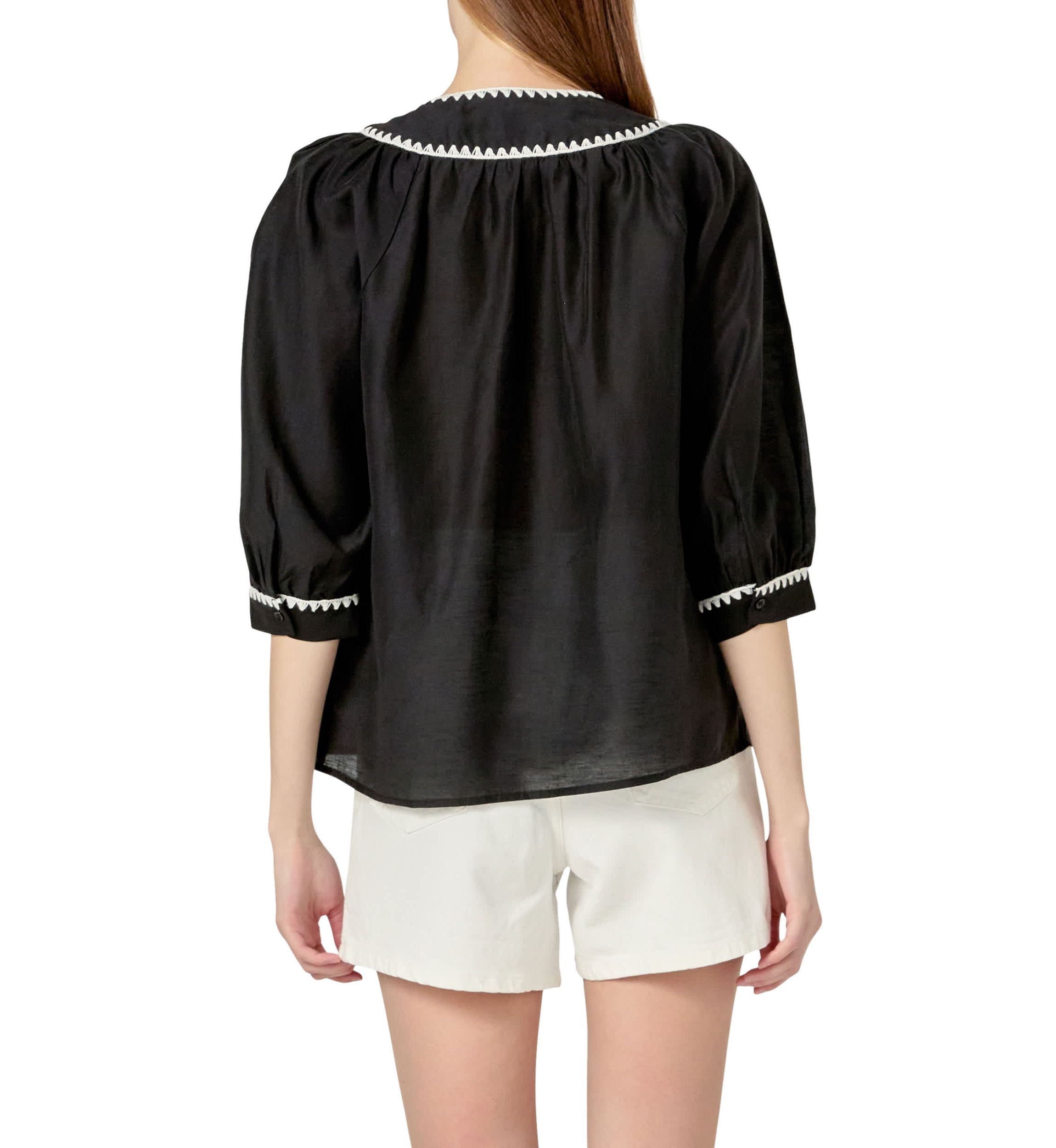 Embroidery Bow Detailed Top