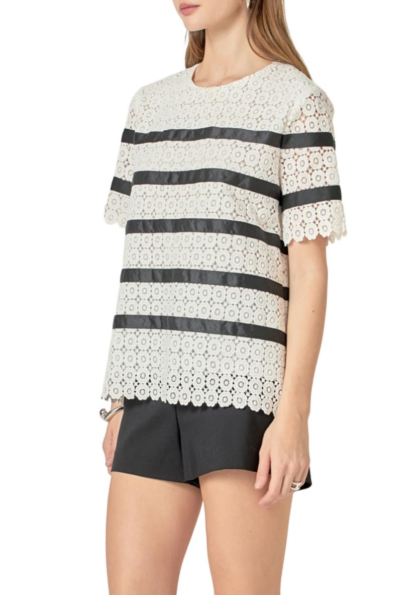 Lace Striped Top