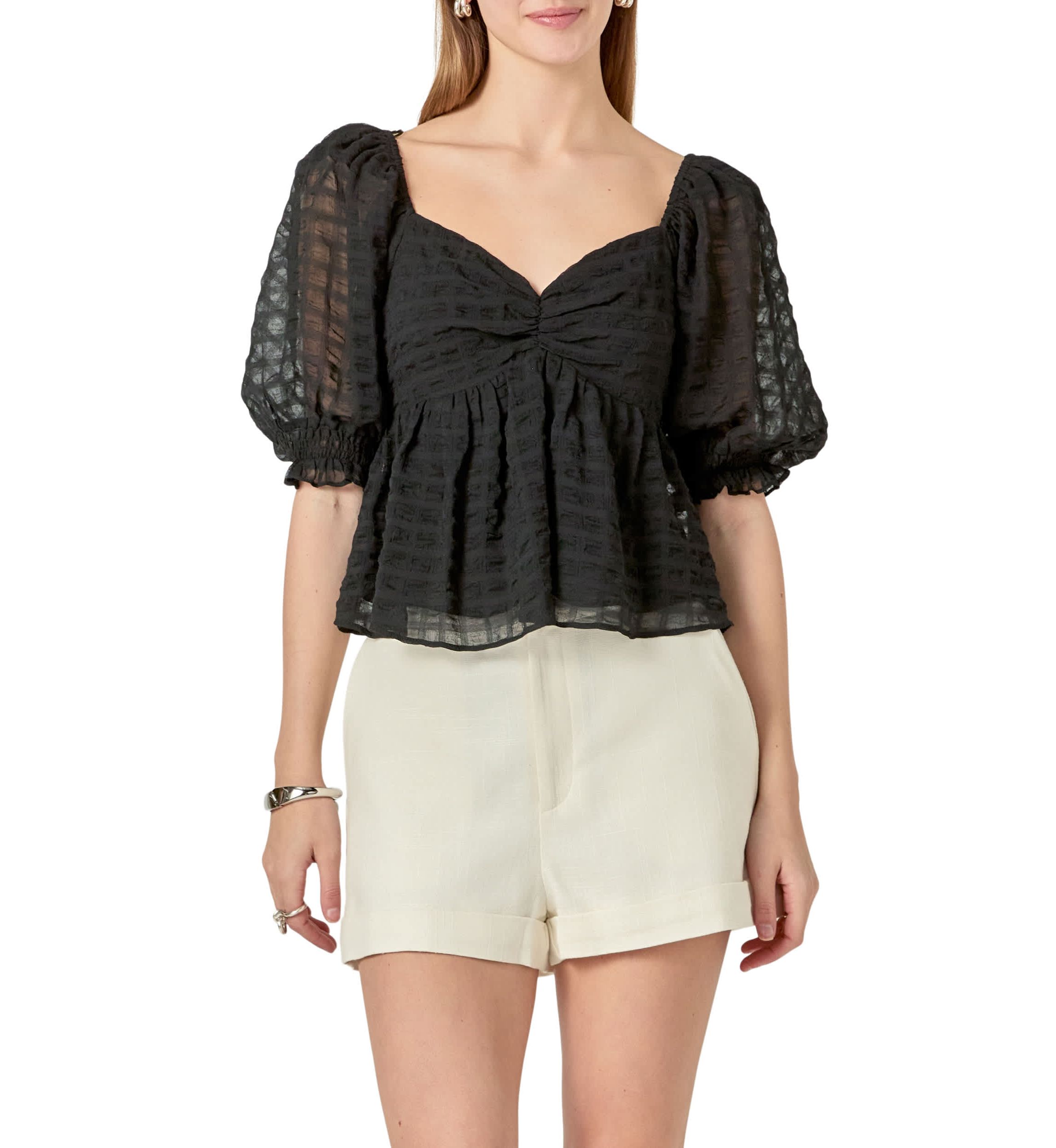 Gingham Chiffon Top