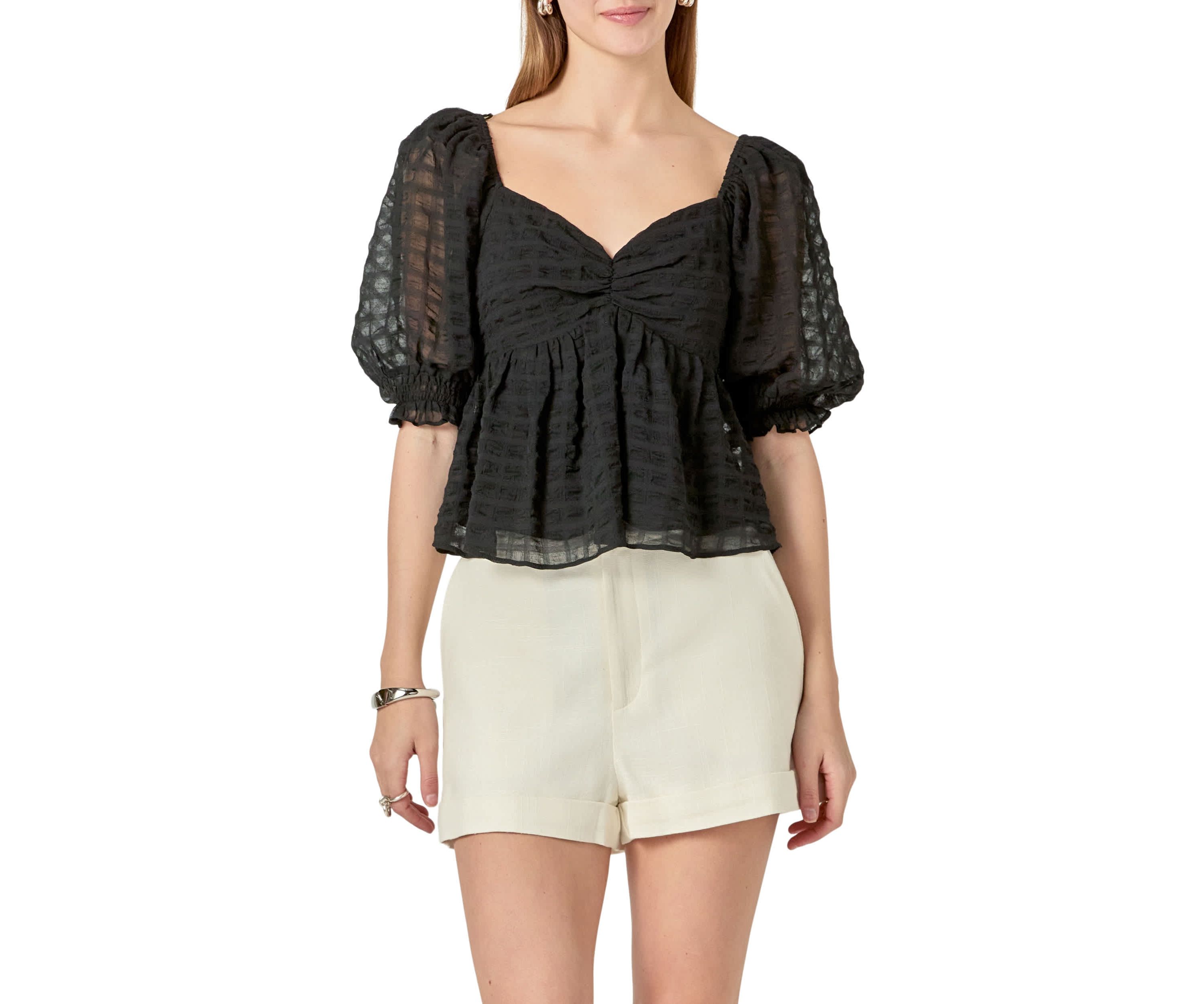 Gingham Chiffon Top