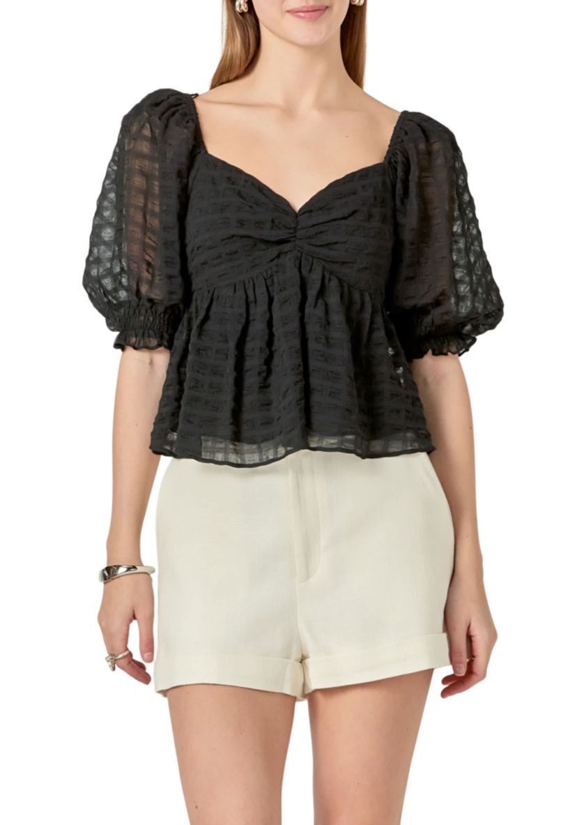 Gingham Chiffon Top