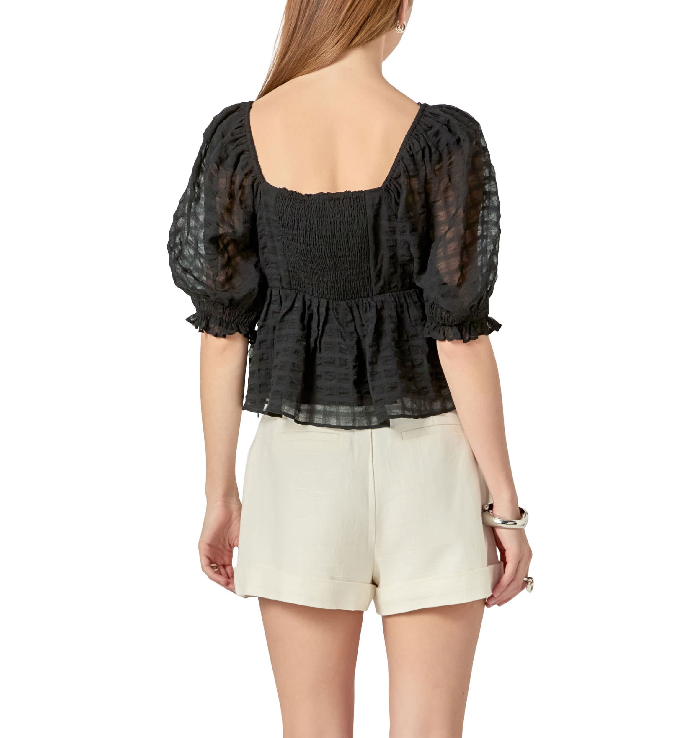 Gingham Chiffon Top