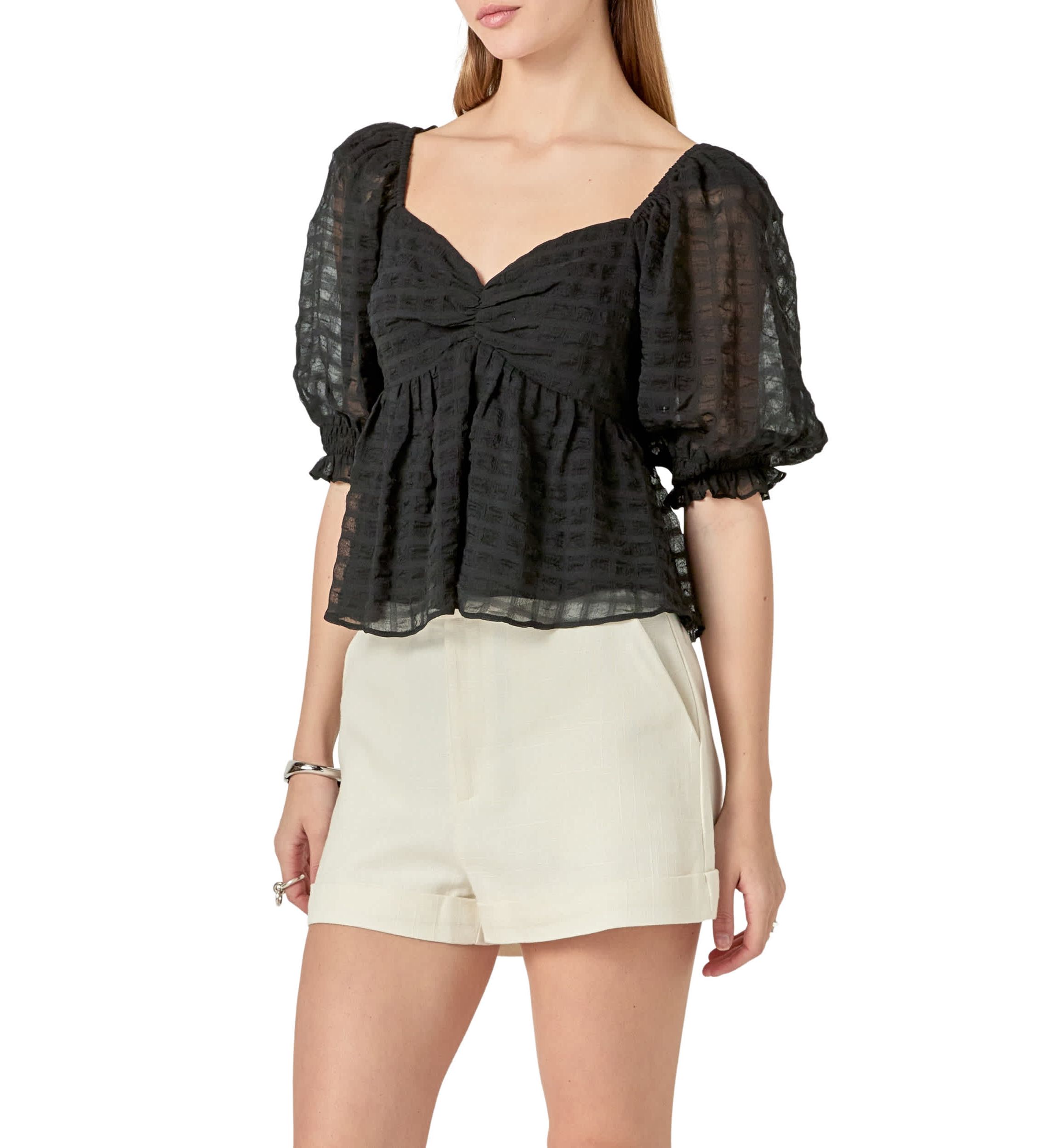 Gingham Chiffon Top