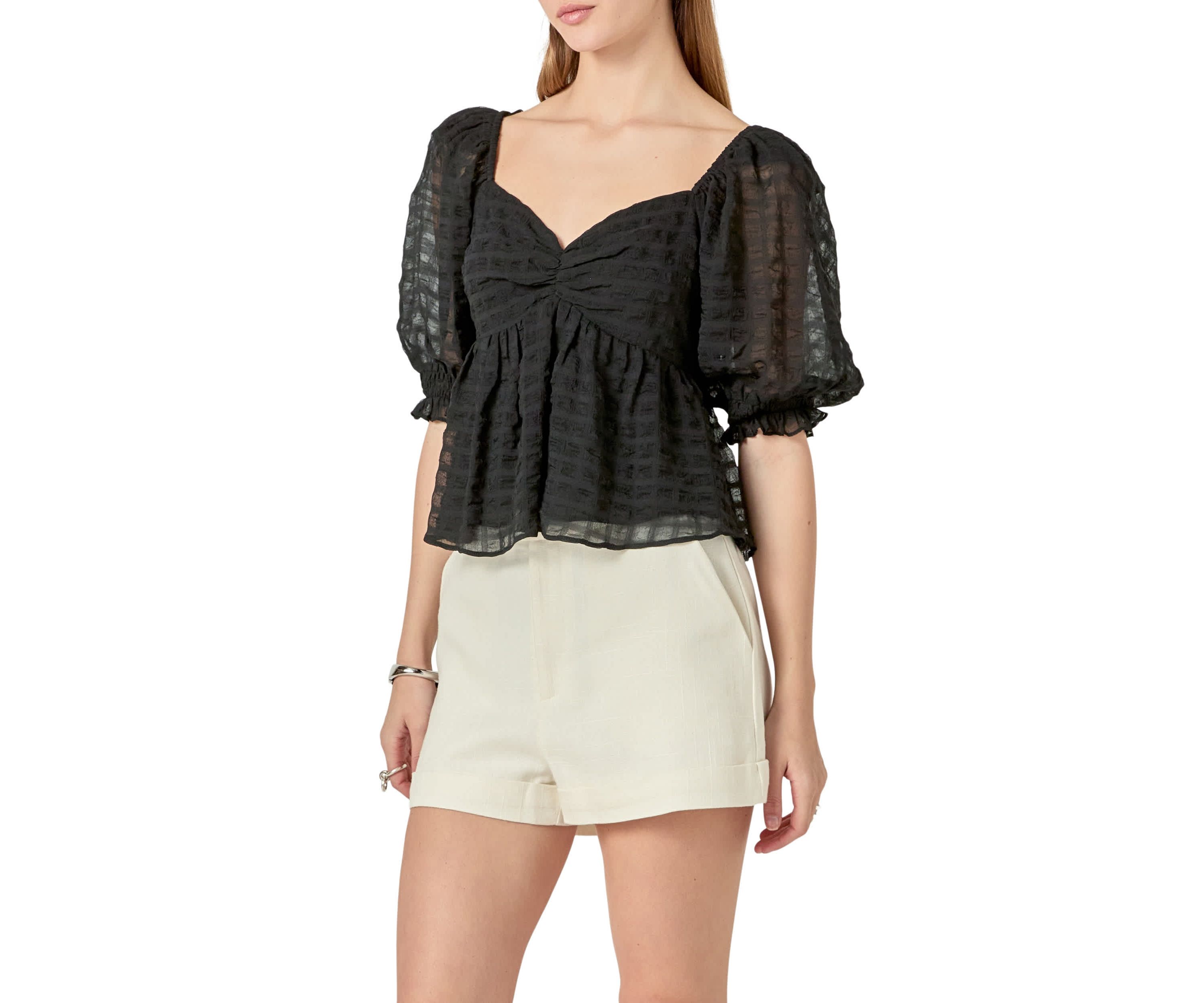 Gingham Chiffon Top