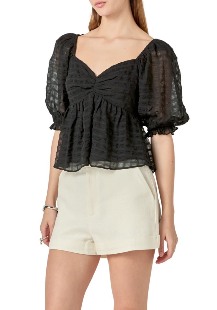 Gingham Chiffon Top