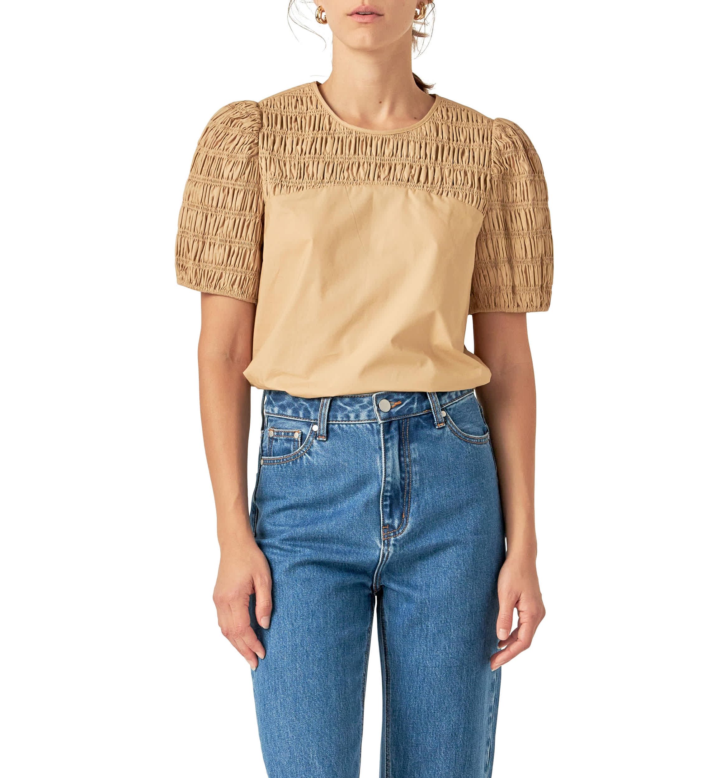 Front Cut-out Smocked Top