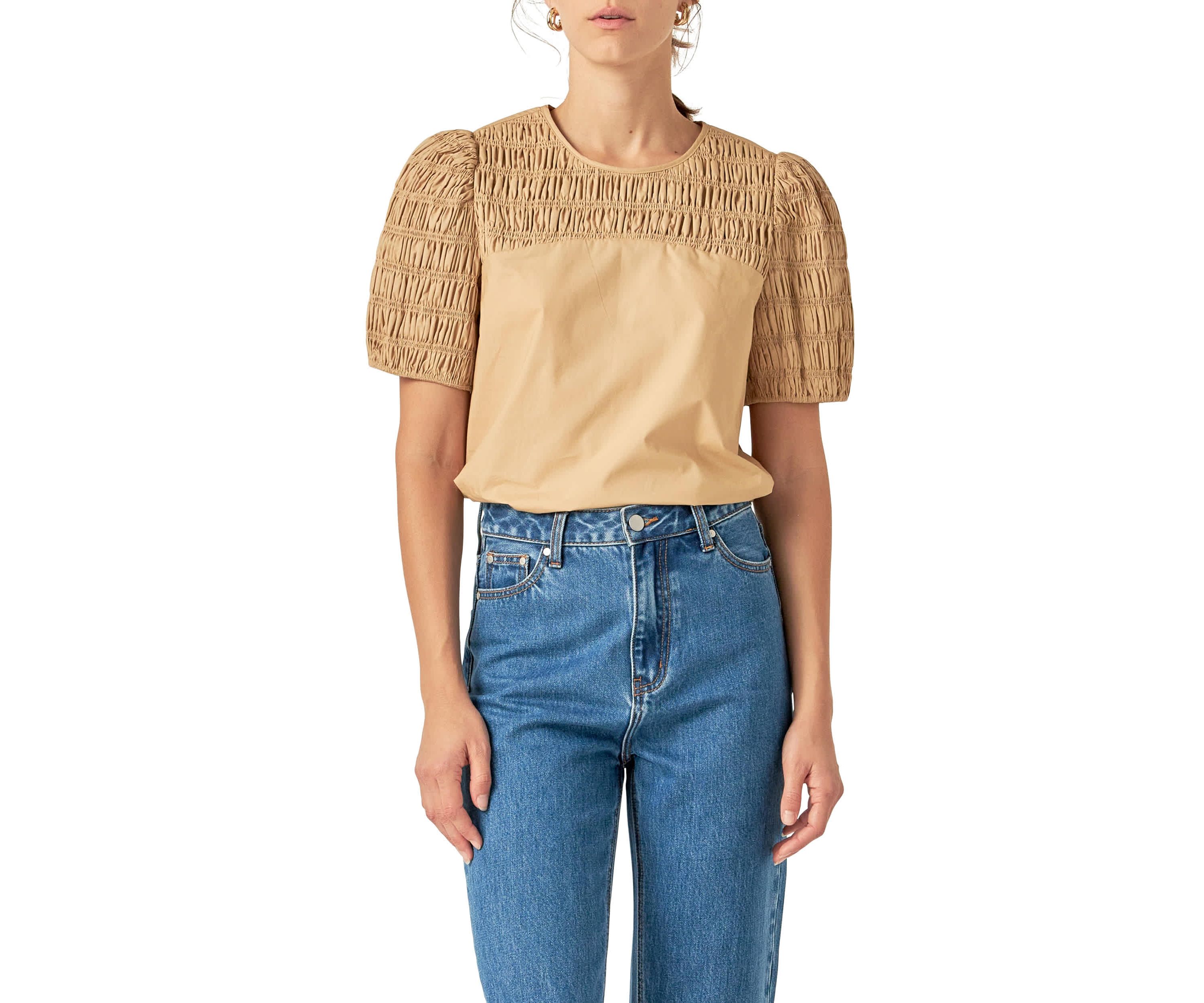 Front Cut-out Smocked Top