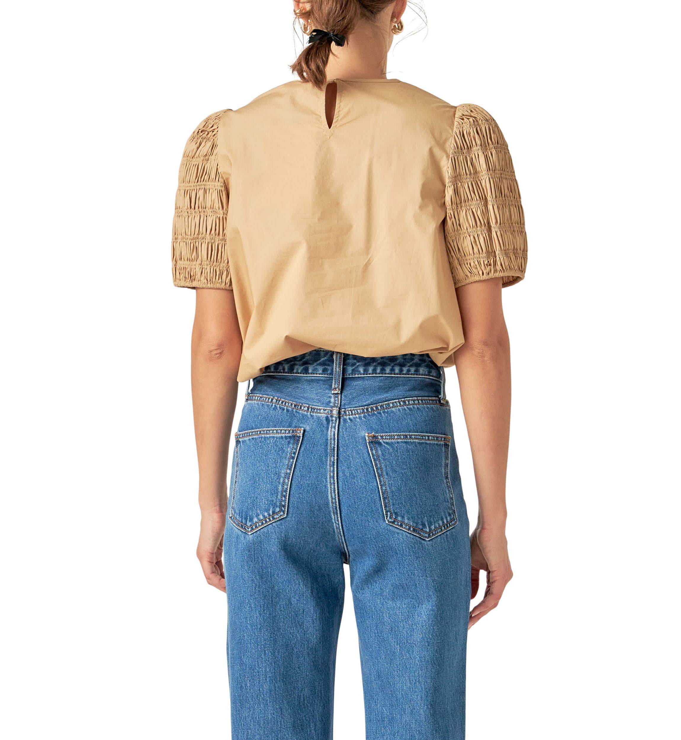 Front Cut-out Smocked Top
