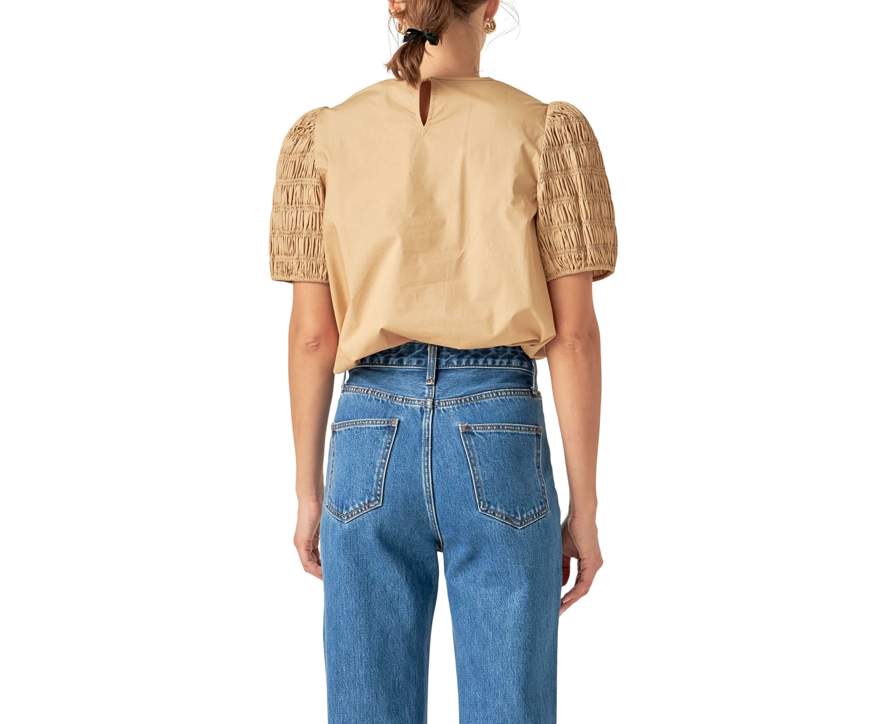 Front Cut-out Smocked Top