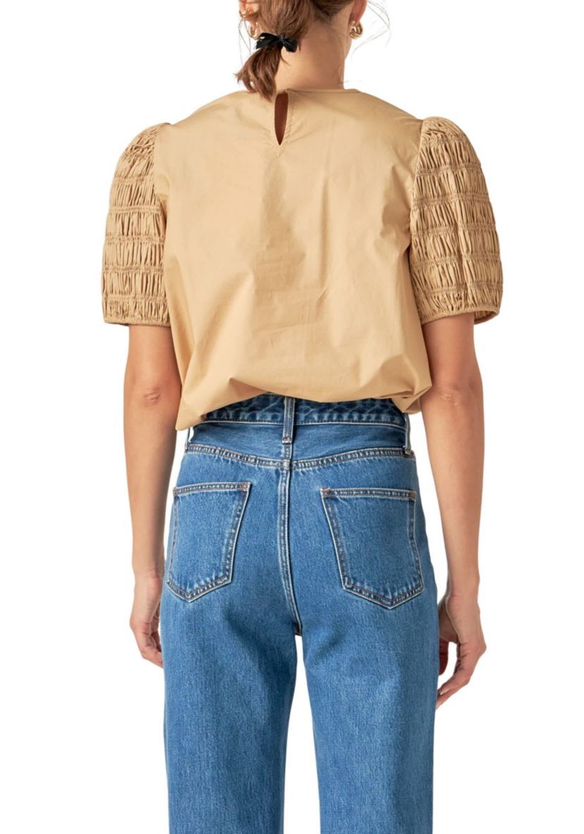 Front Cut-out Smocked Top
