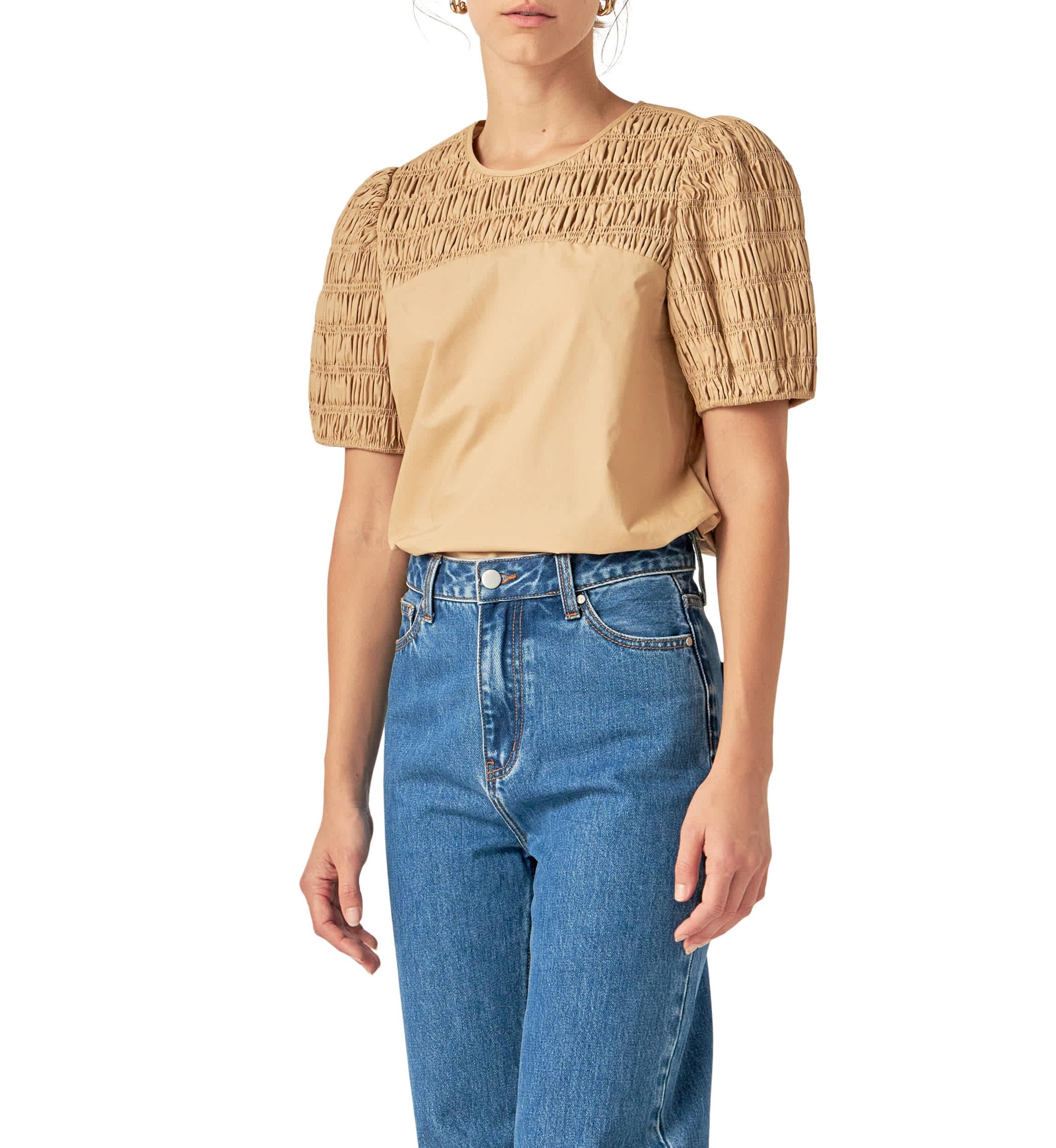 Front Cut-out Smocked Top