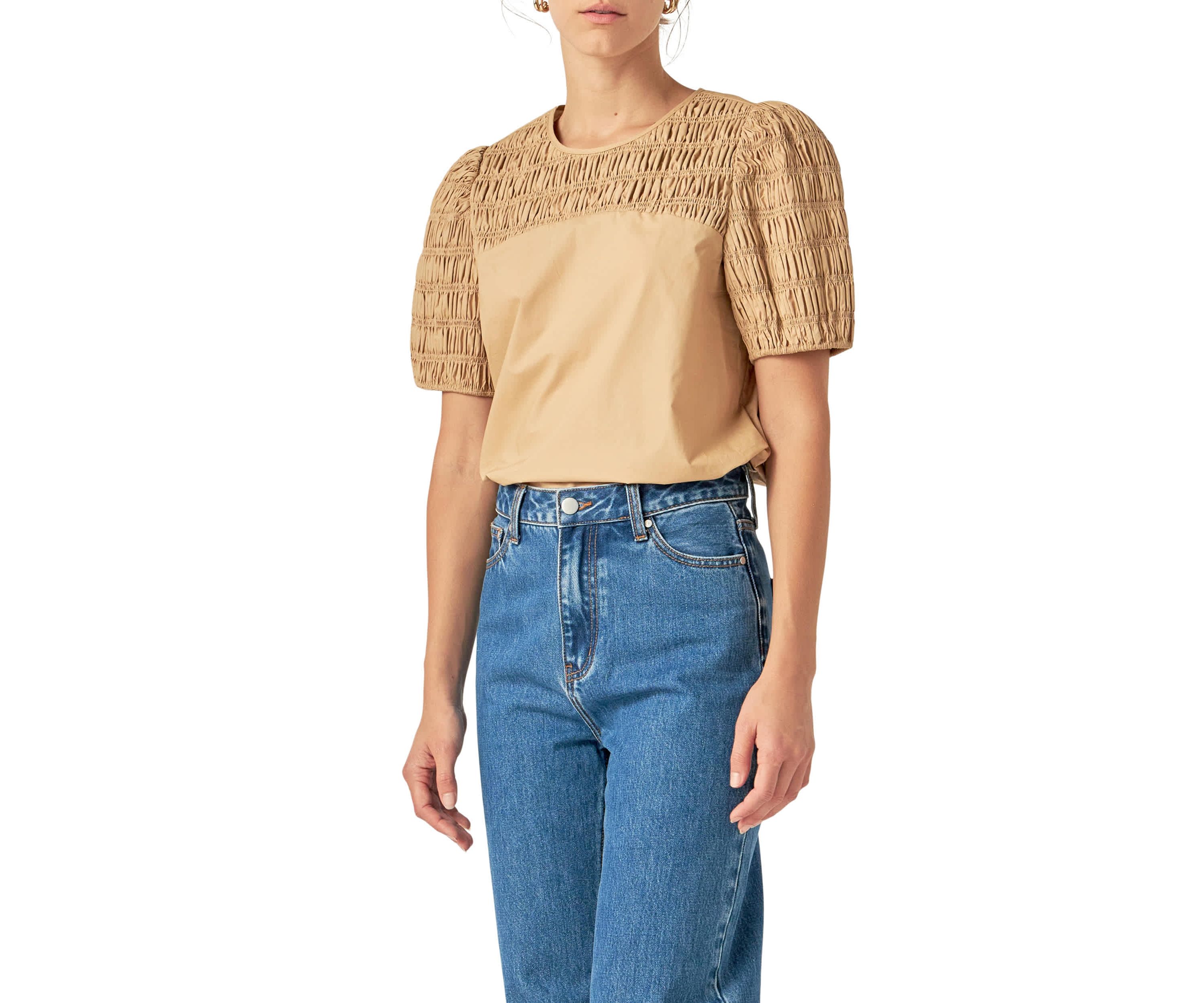 Front Cut-out Smocked Top