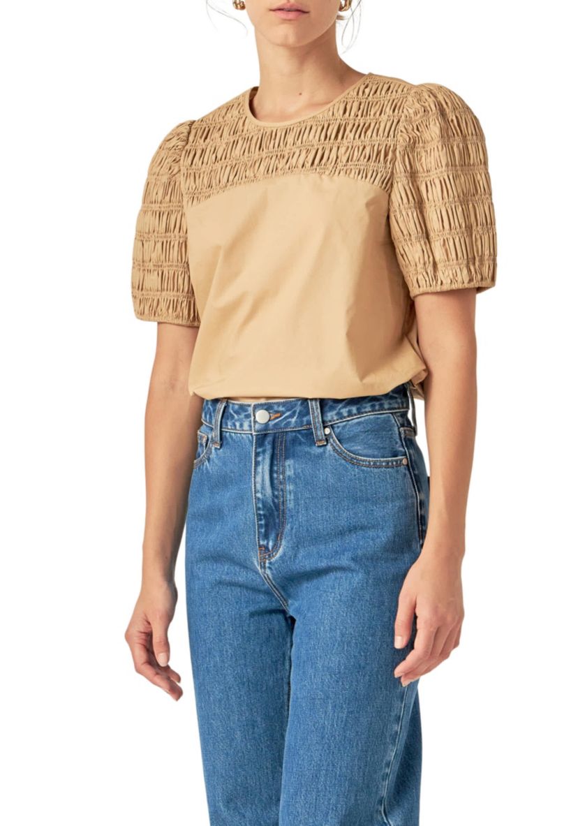Front Cut-out Smocked Top