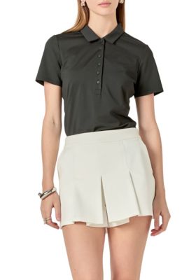 ENGLISH FACTORY Women's Sportswear Short Sleeve Stretched Top, Black, Medium