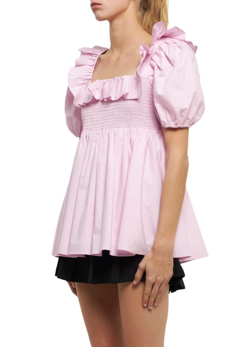 Smocked Puff Sleeve Top