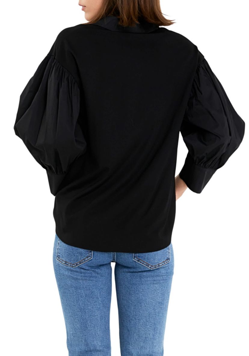 V-neckline Puff Sleeve Shirt