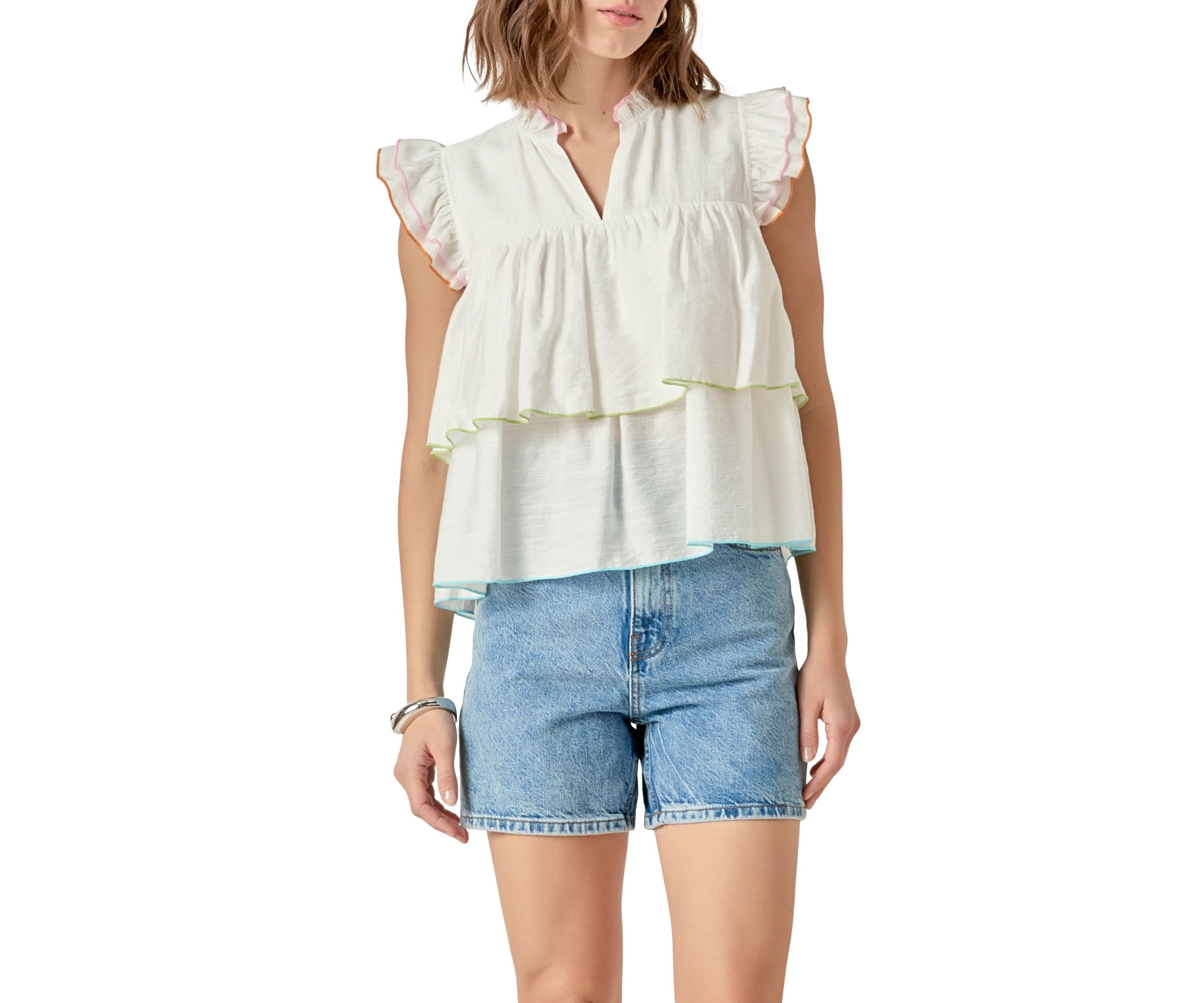 Colorblock Edge Tiered Top