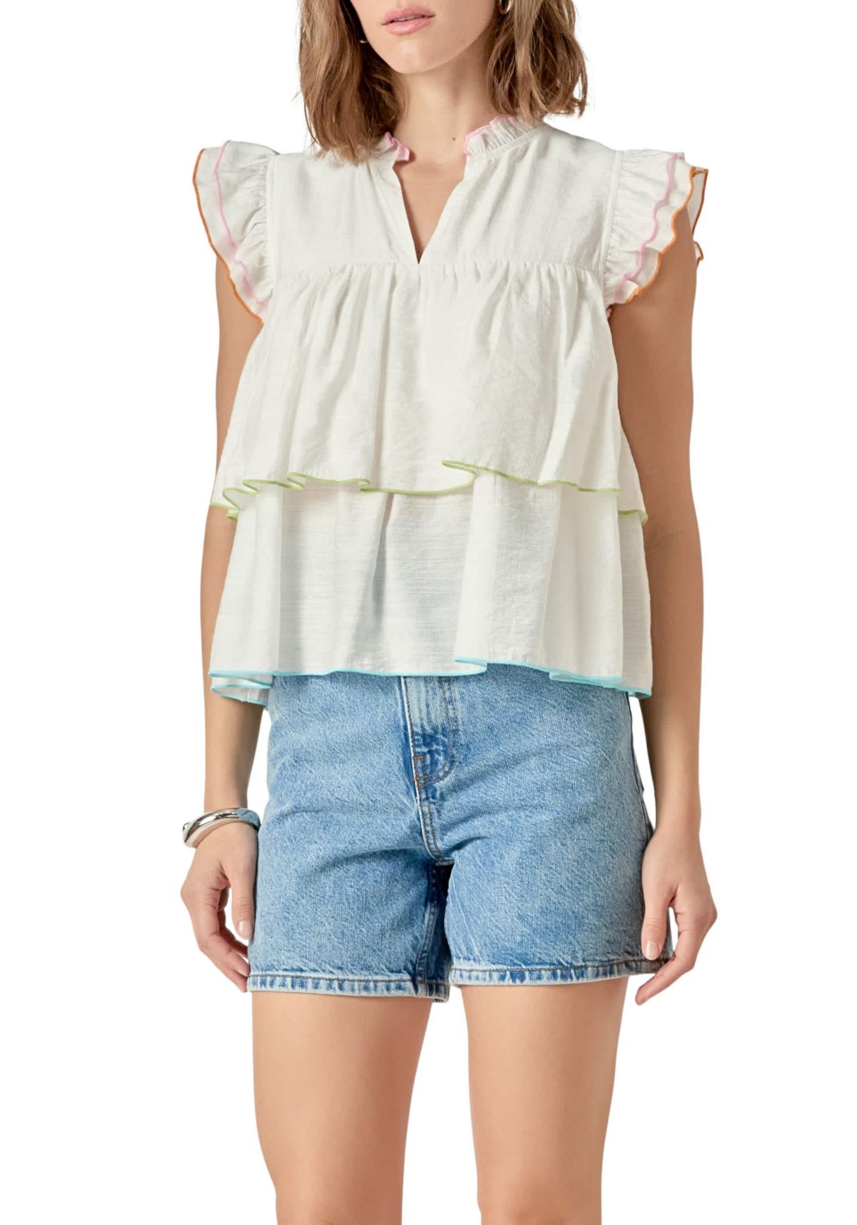 Colorblock Edge Tiered Top