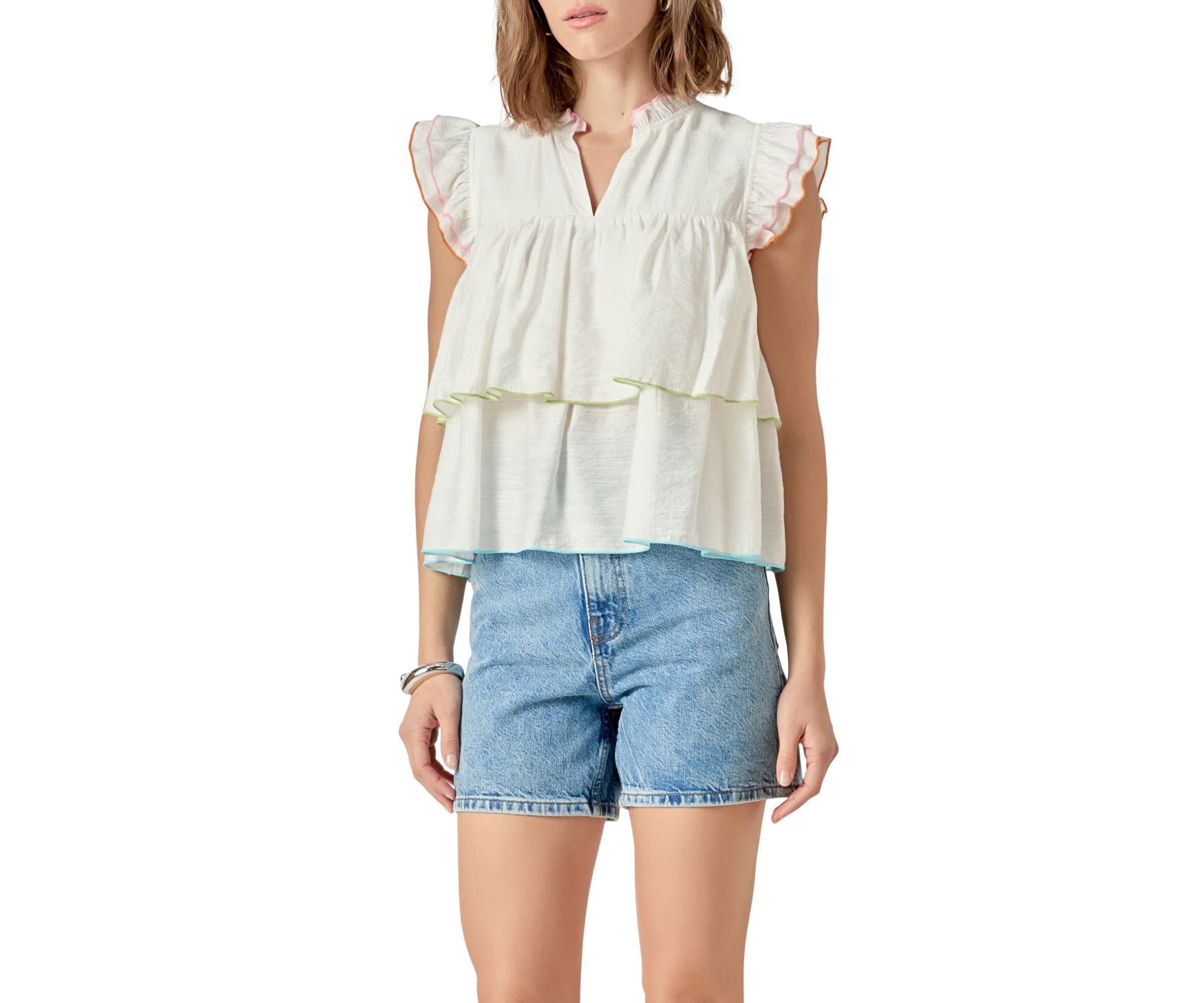 Colorblock Edge Tiered Top