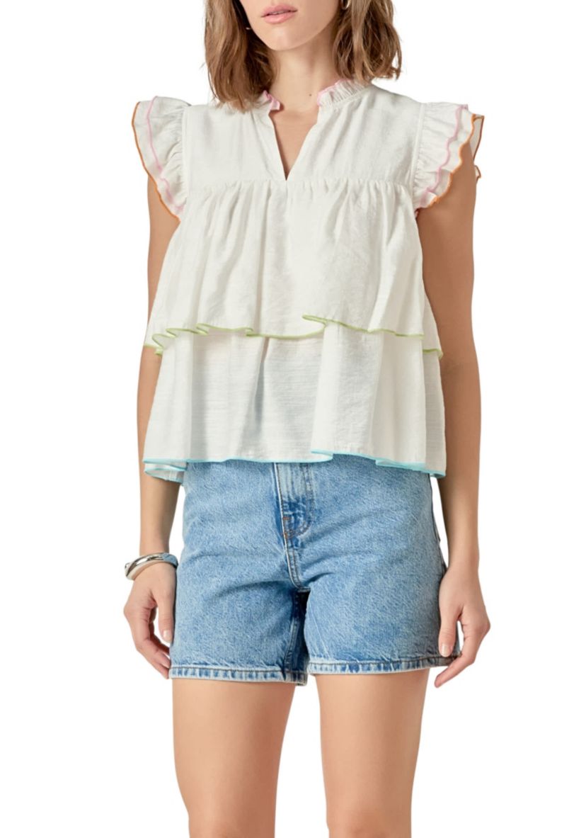 Colorblock Edge Tiered Top