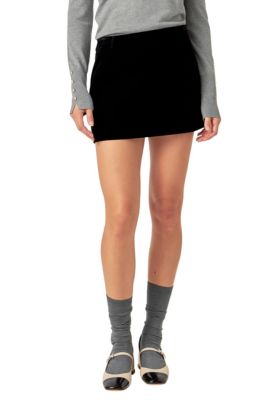 ENGLISH FACTORY Women's Velvet Low Rise Skort, Black, XS
