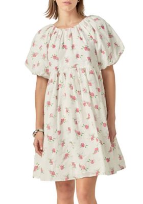 ENGLISH FACTORY Women's Floral Cotton Embroidered Dress, White, Large