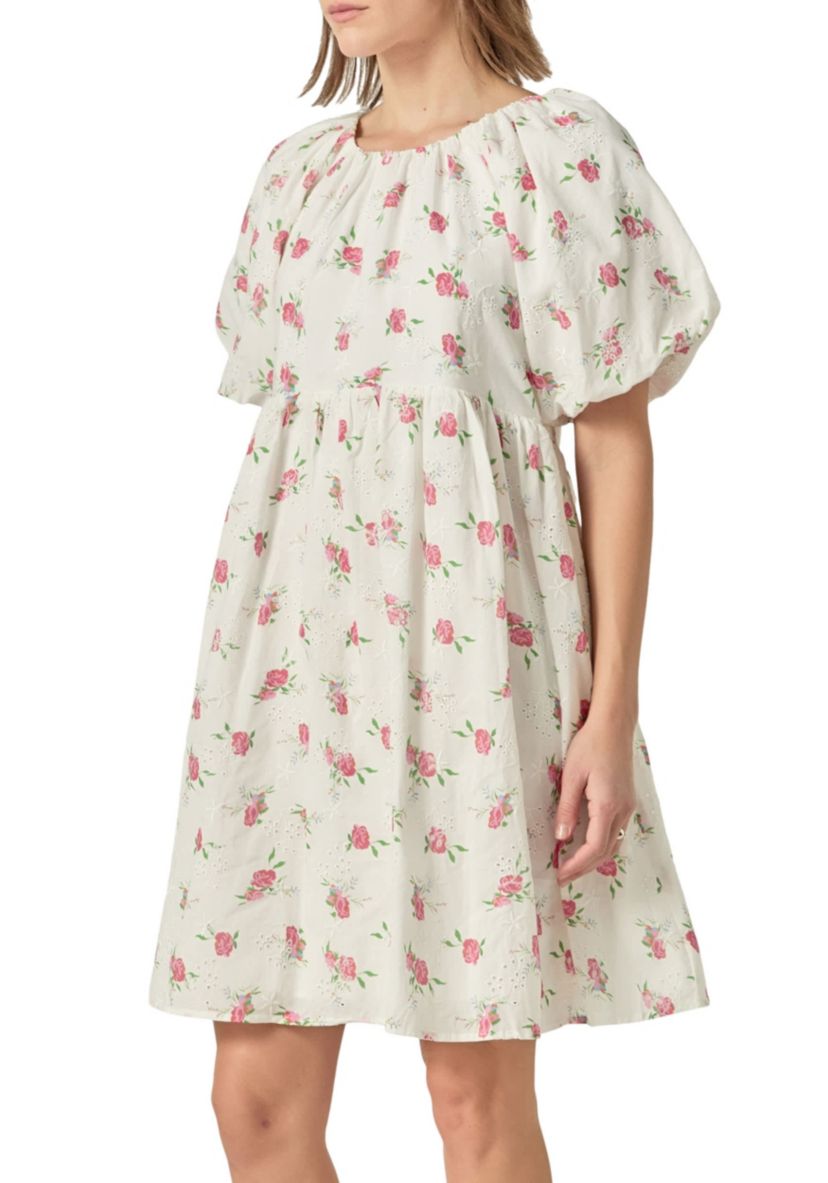 Floral Cotton Embroidered Dress
