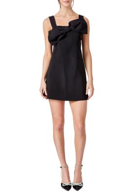 ENGLISH FACTORY Women's BOW SLEEVELESS MINI DRESSS, Black, Large