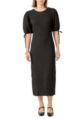 ENGLISH FACTORY Women's Smocked Midi Dress, Black, XS