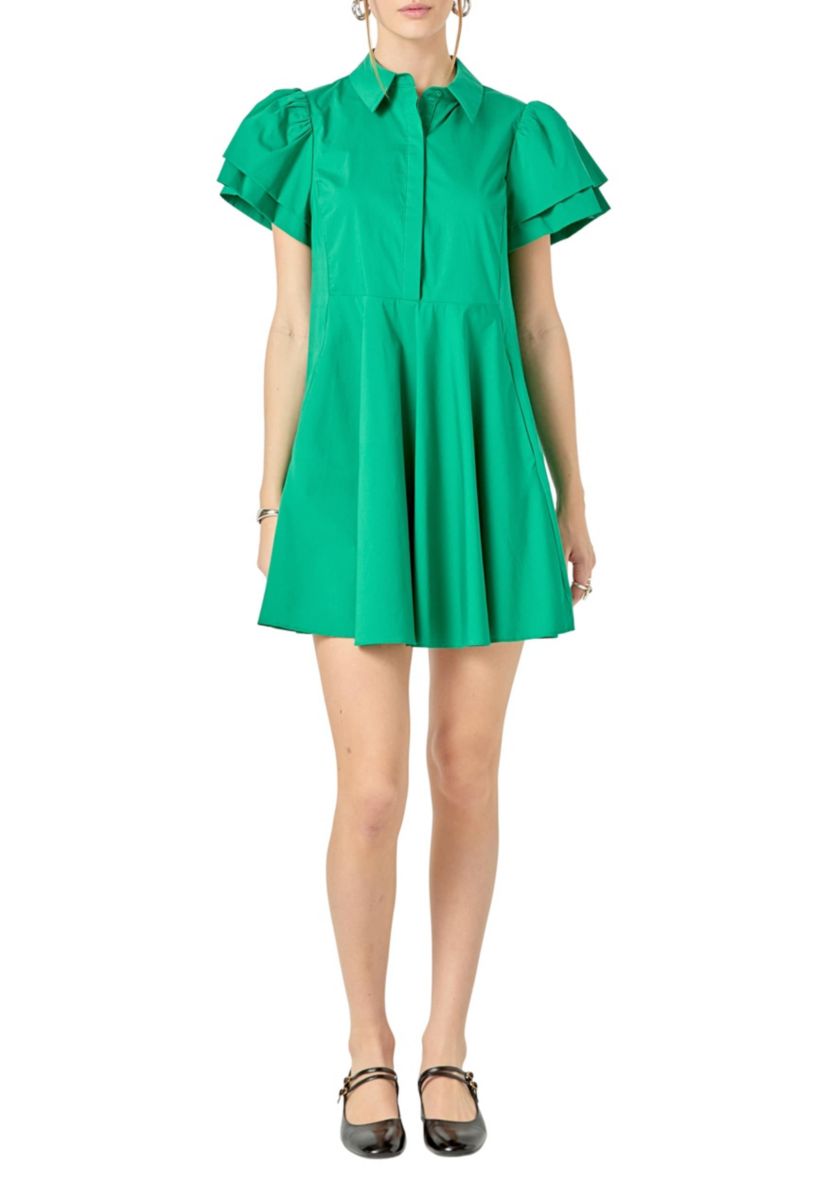 PEPLUM SHIRT MINI DRESS