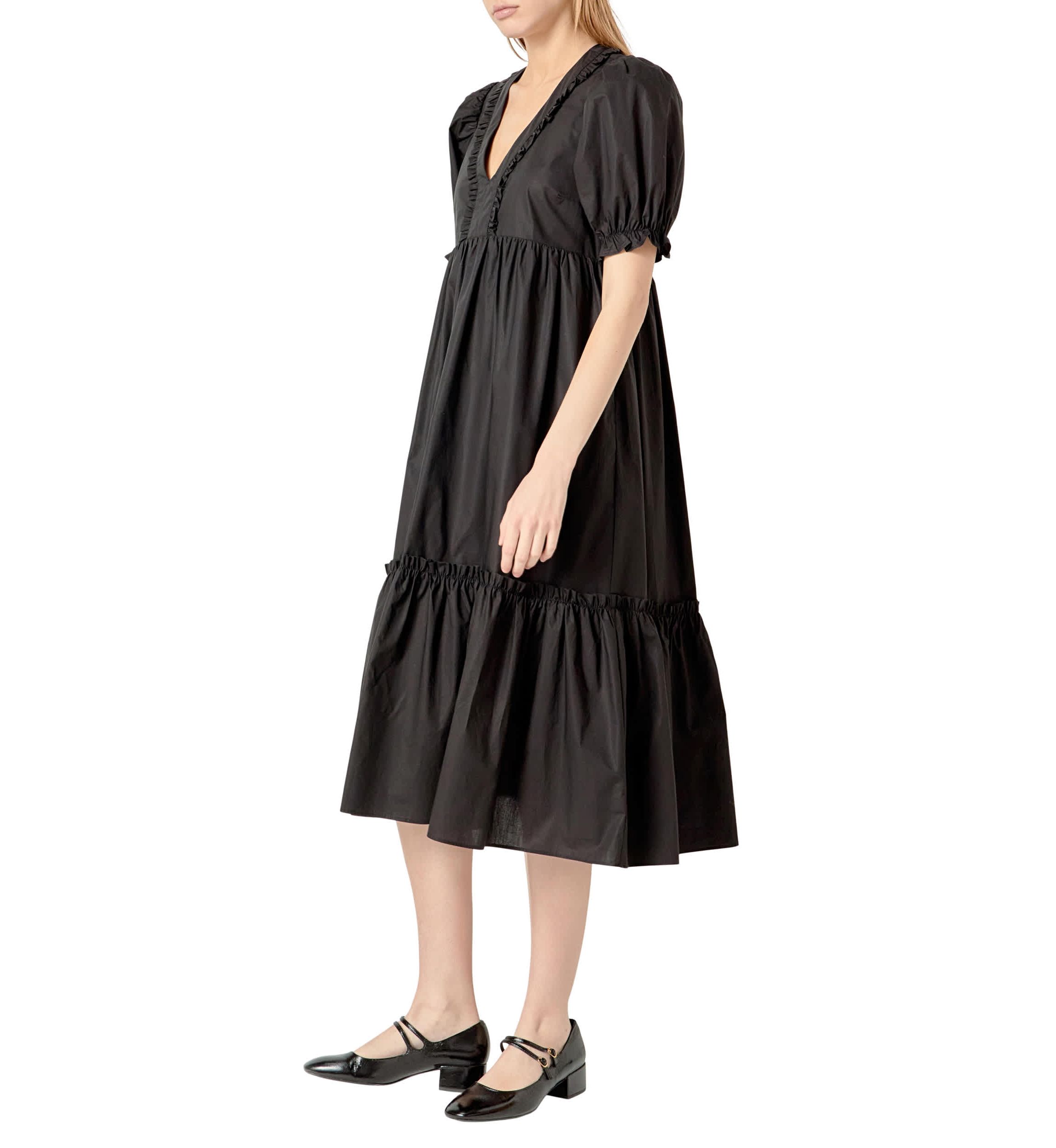 SOLID TIERED MIDI DRESS