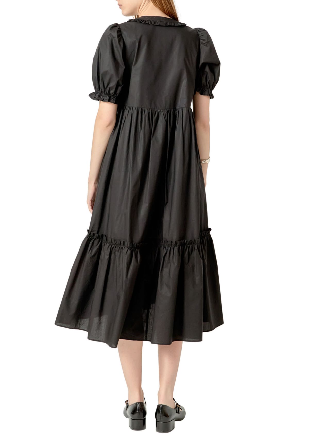 SOLID TIERED MIDI DRESS