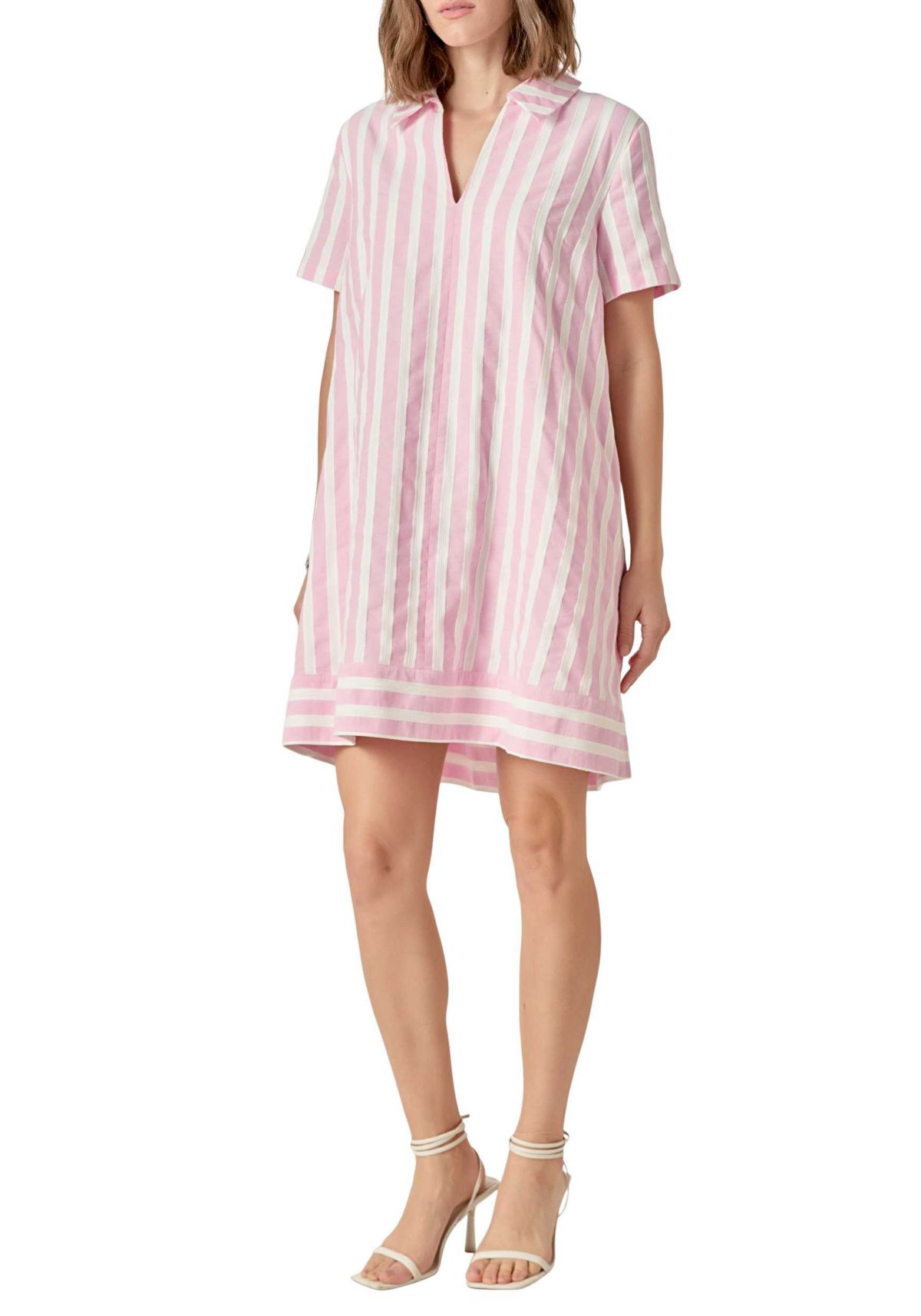 STRIPED JACQUARD MINI SHIRT DRESS
