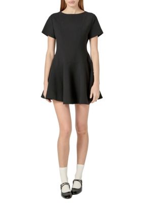 ENGLISH FACTORY Women's FLARE MINI DRESS, Black, Small