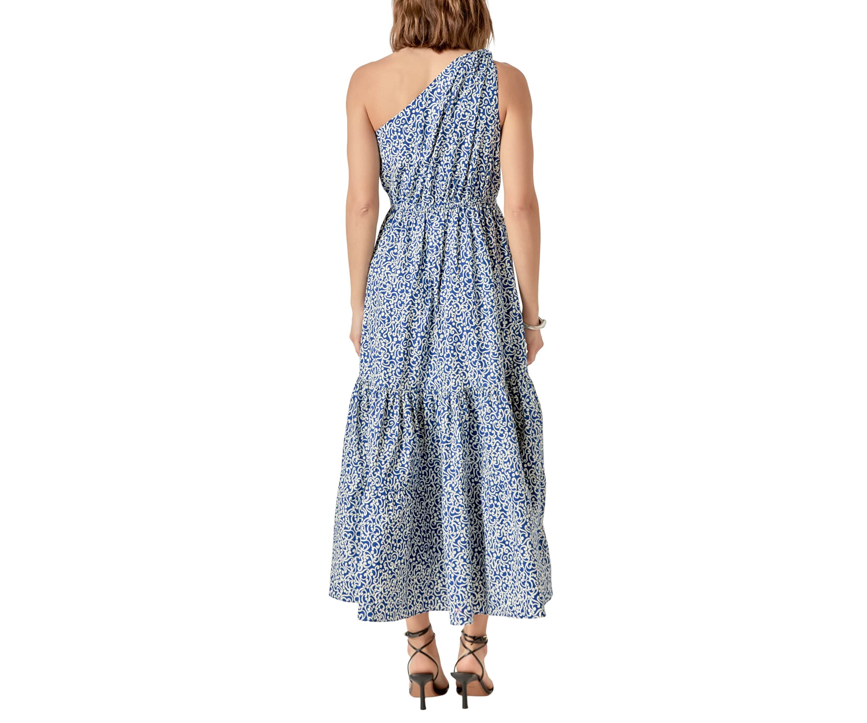 PRINT ONE SHOULDER MAXI DRESS