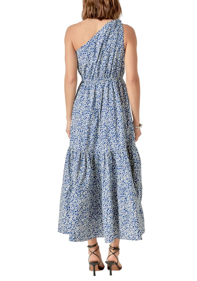 PRINT ONE SHOULDER MAXI DRESS
