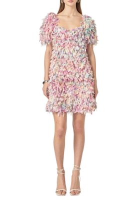 ENGLISH FACTORY Women's Textured Ribbon Mini Full Dress, Mauve, Medium