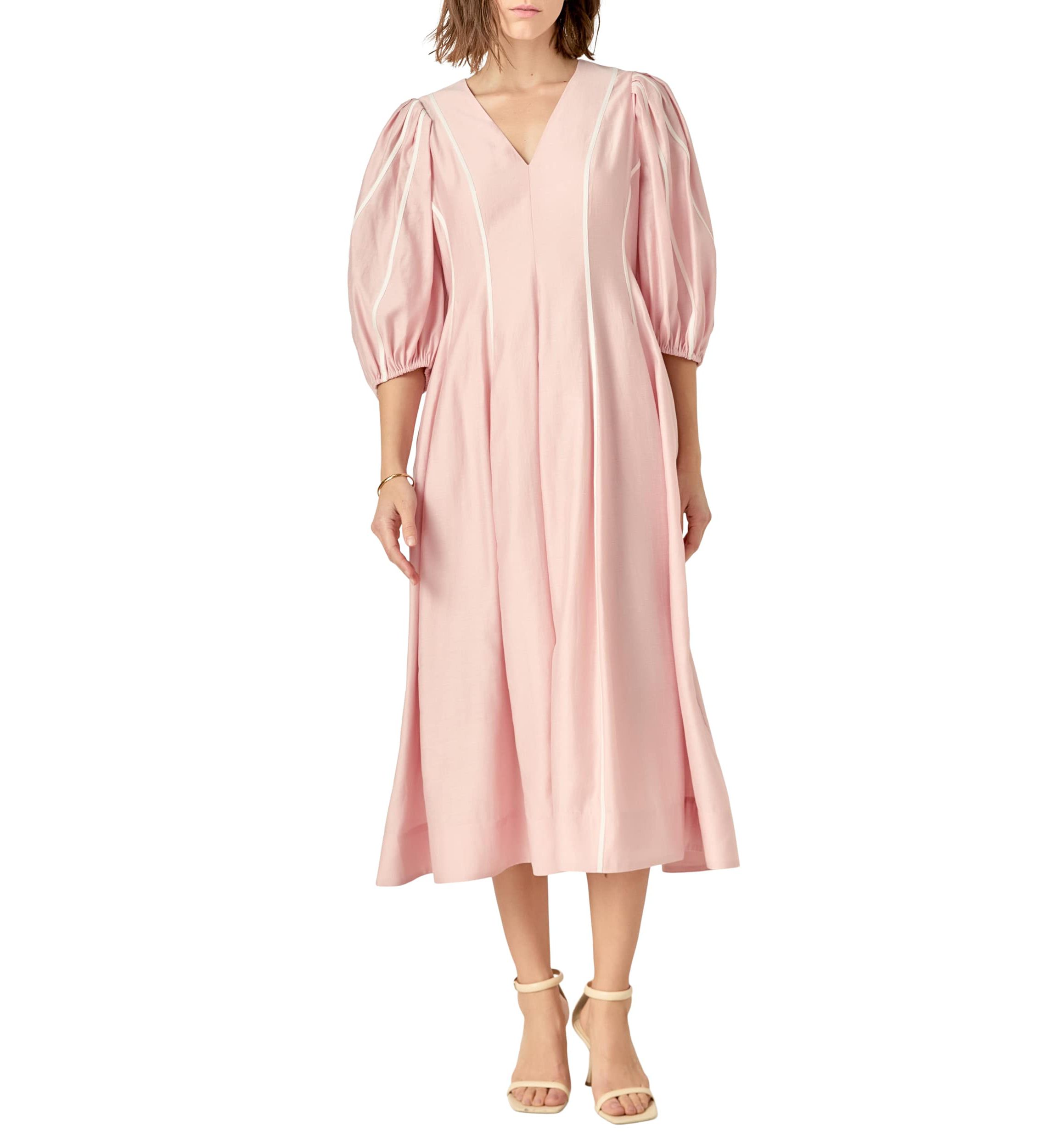 Contrast Binding Midi Dress