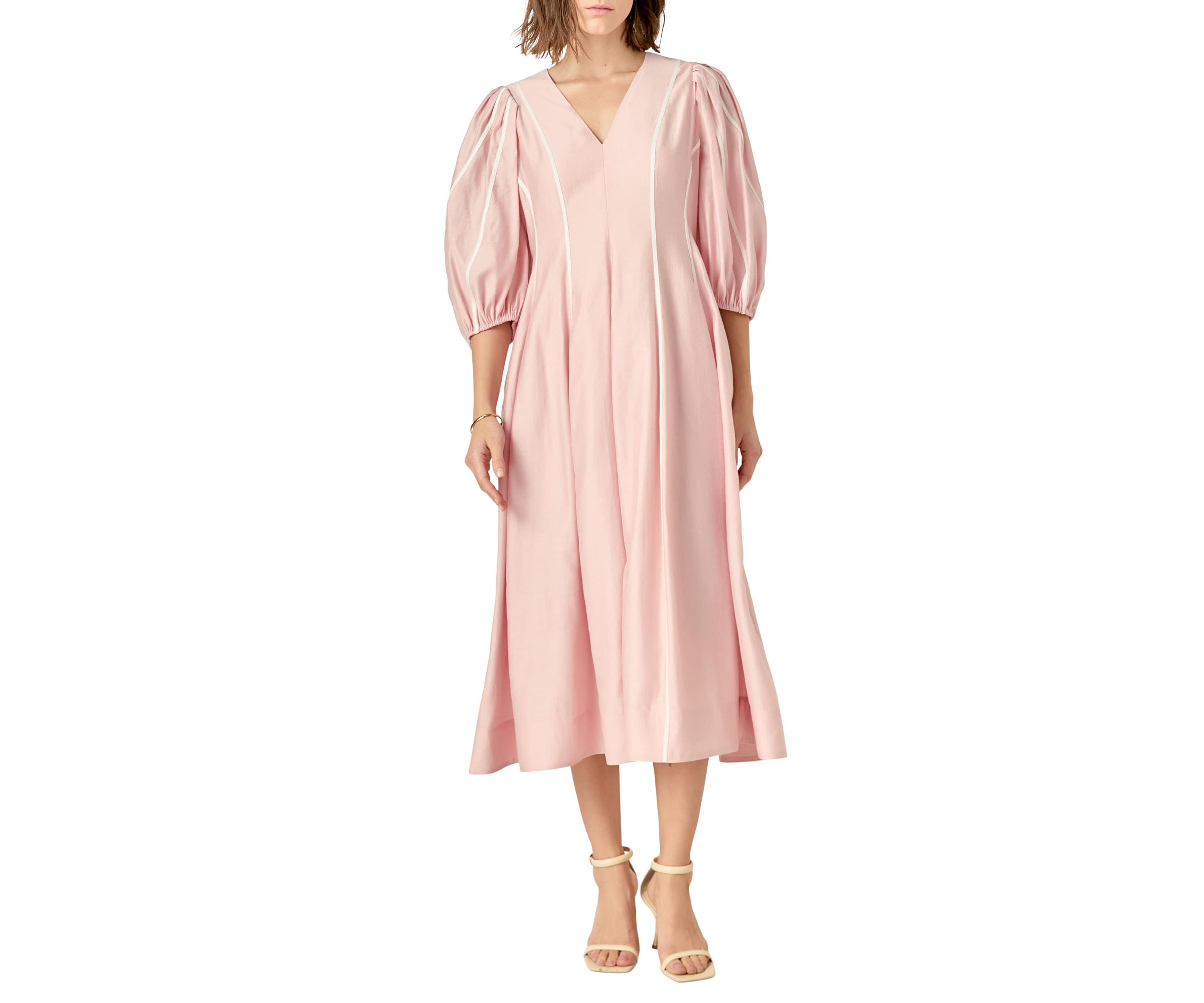 Contrast Binding Midi Dress